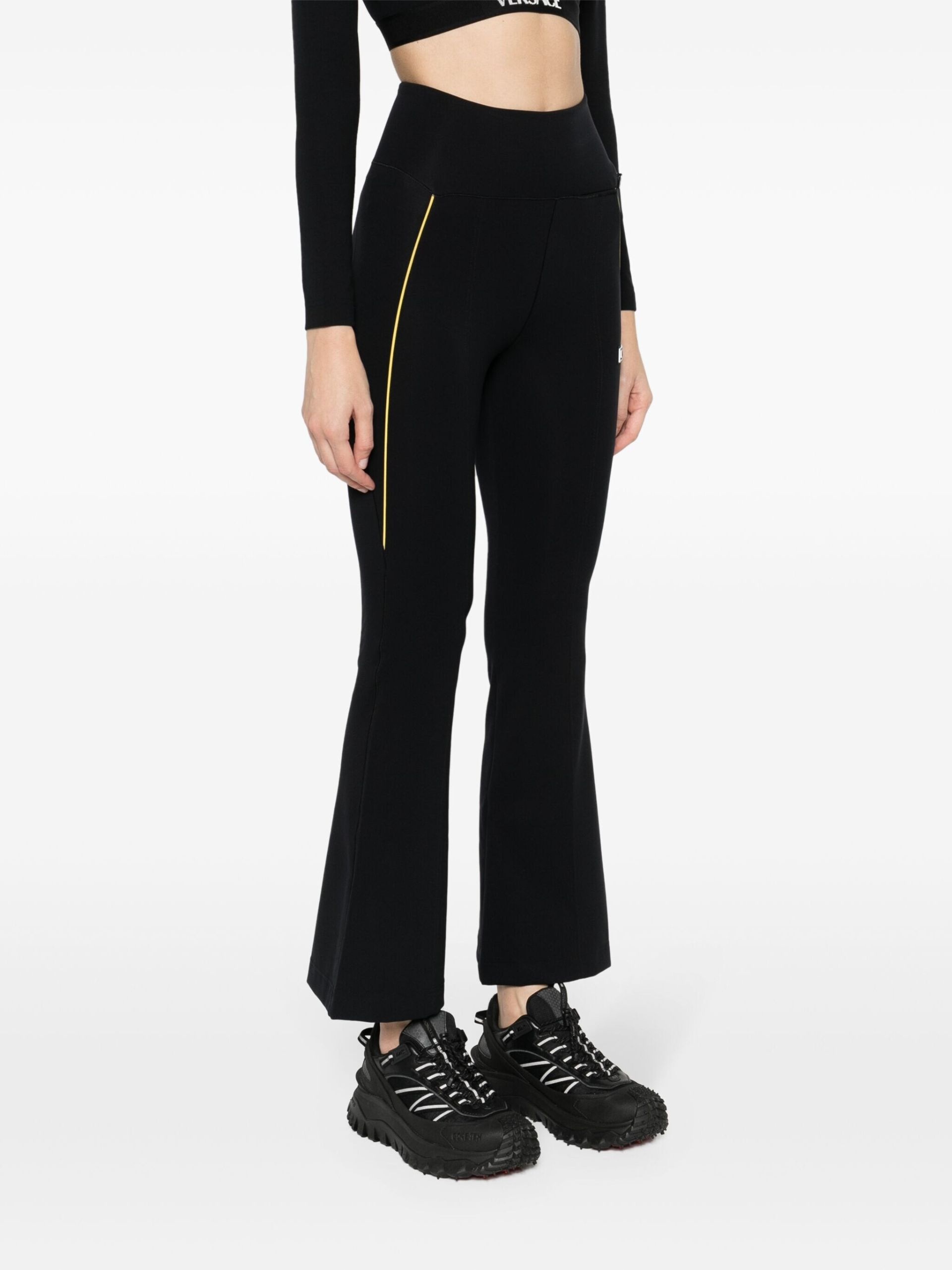 Black Logo-Appliqué Flared Trousers - 3