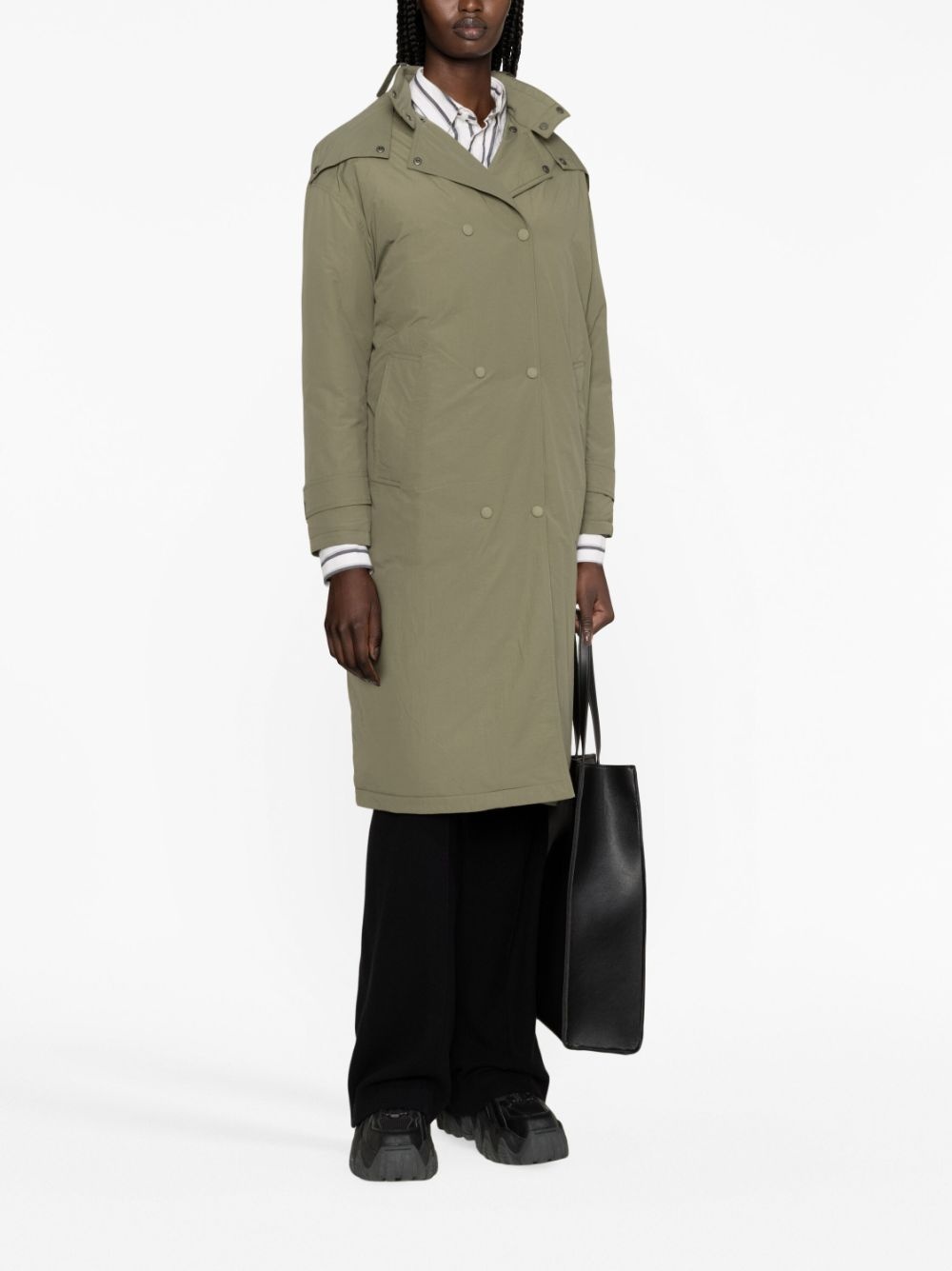 hooded padded trench coat - 2