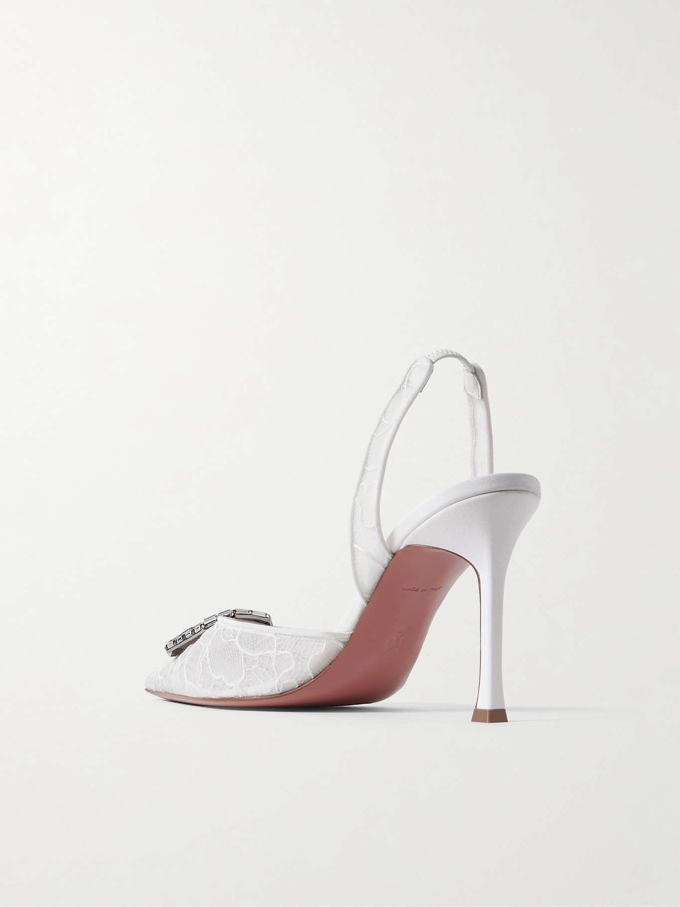 Camelia crystal-embellished lace slingback pumps White - 3