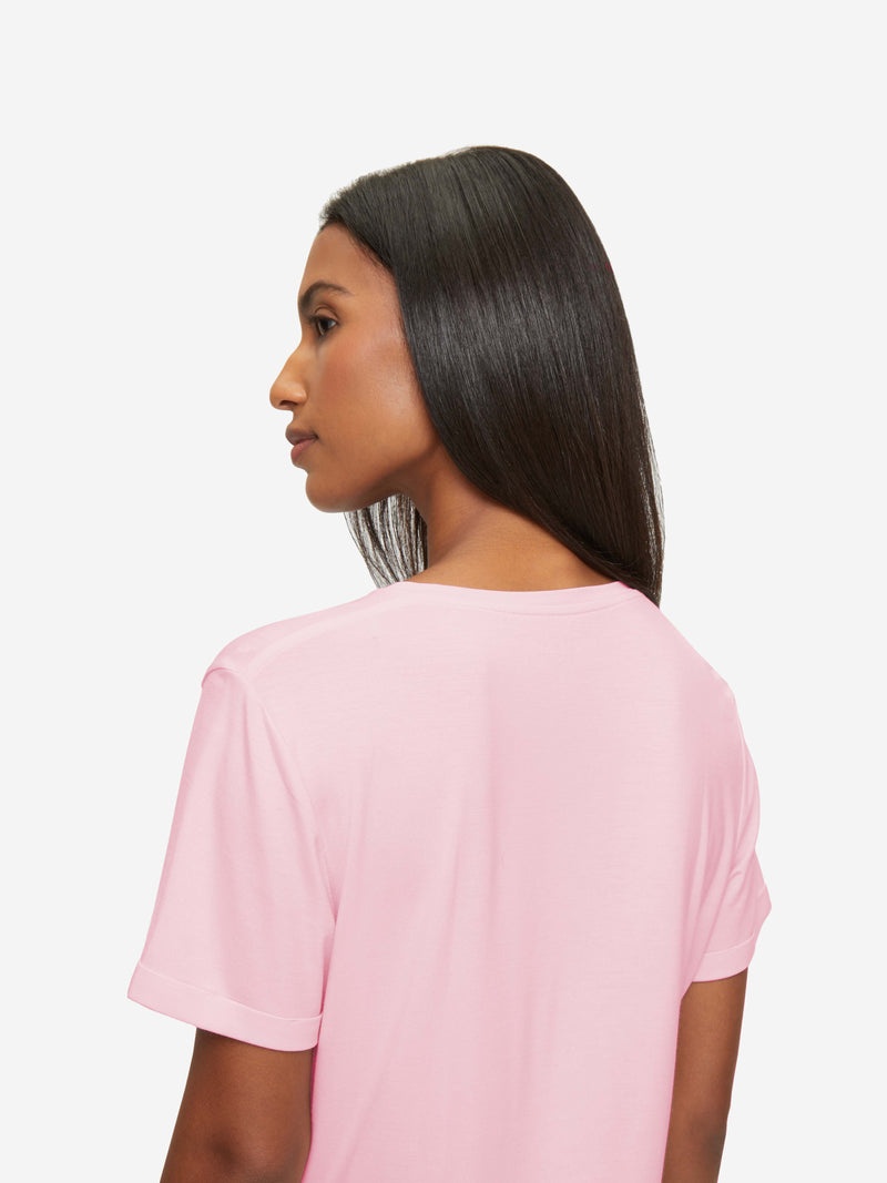 Women's V-Neck Sleep T-Shirt Lara Micro Modal Stretch Ballet Pink - 5