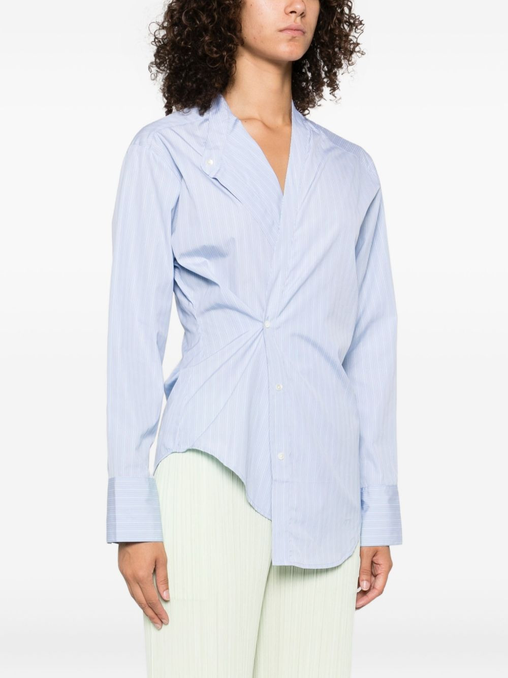 striped asymmetrical cotton shirt - 3