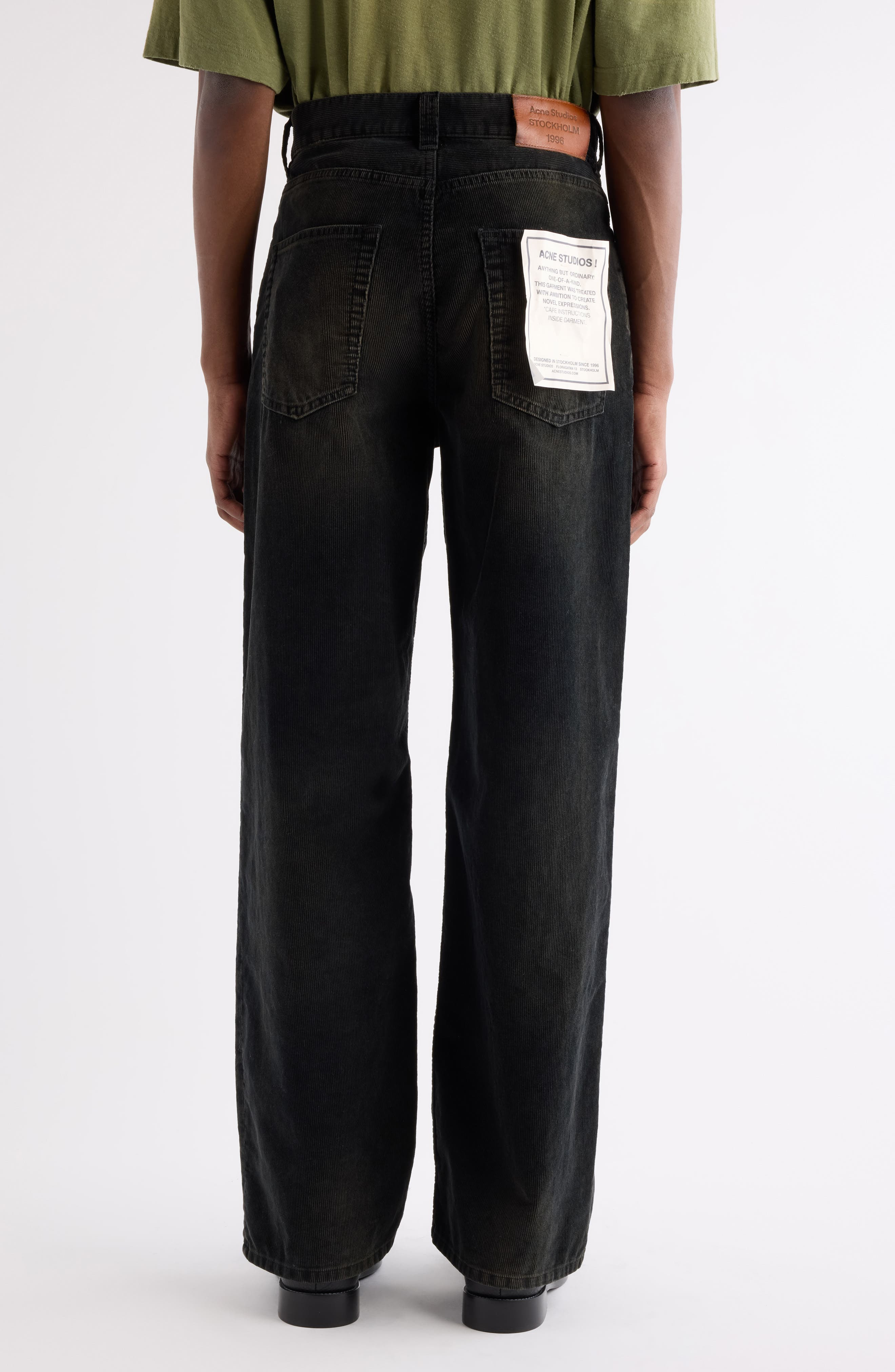 Acne Studios 1981 Straight Leg Organic Cotton Corduroy Pants in Black at Nordstrom - 3