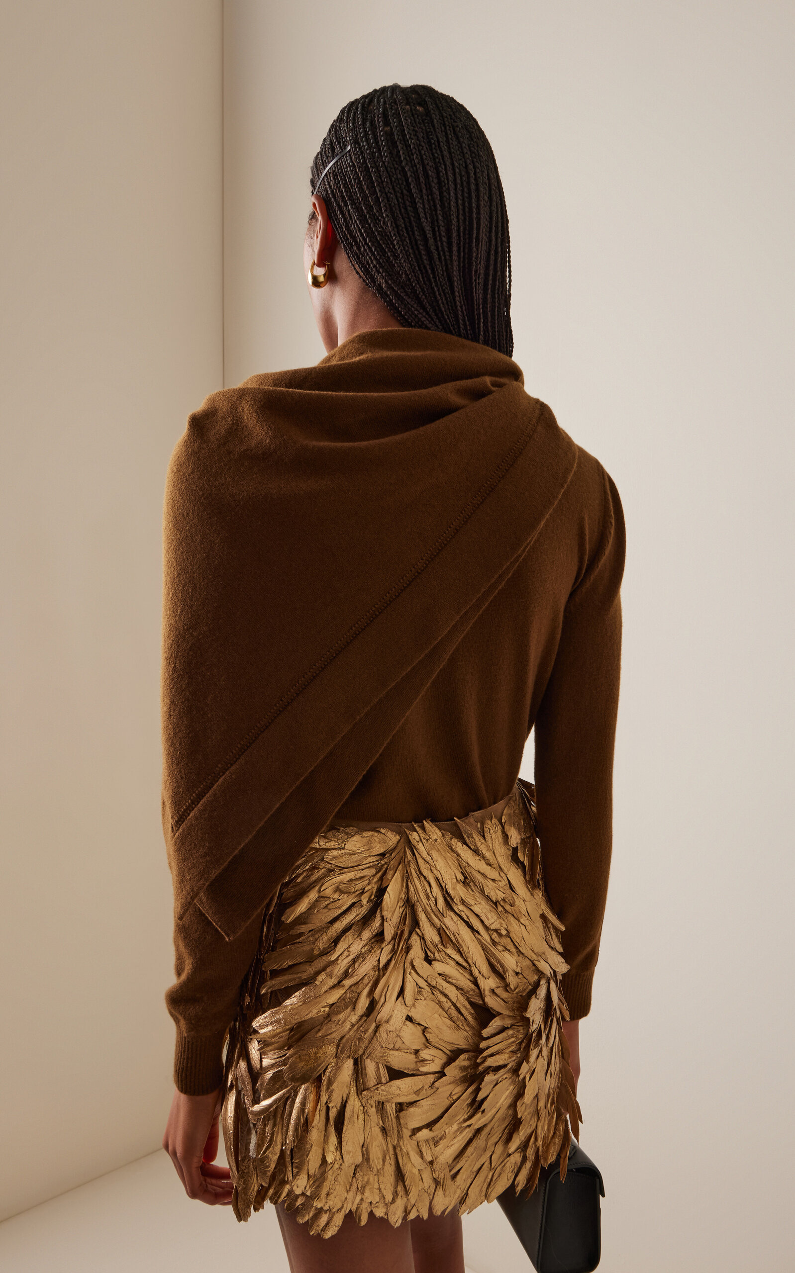 Scarf-Detailed Cashmere Sweater brown - 4