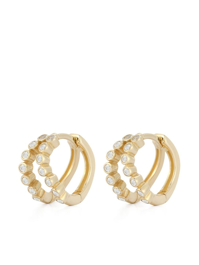 14k yellow diamond bezel wave huggies 1
