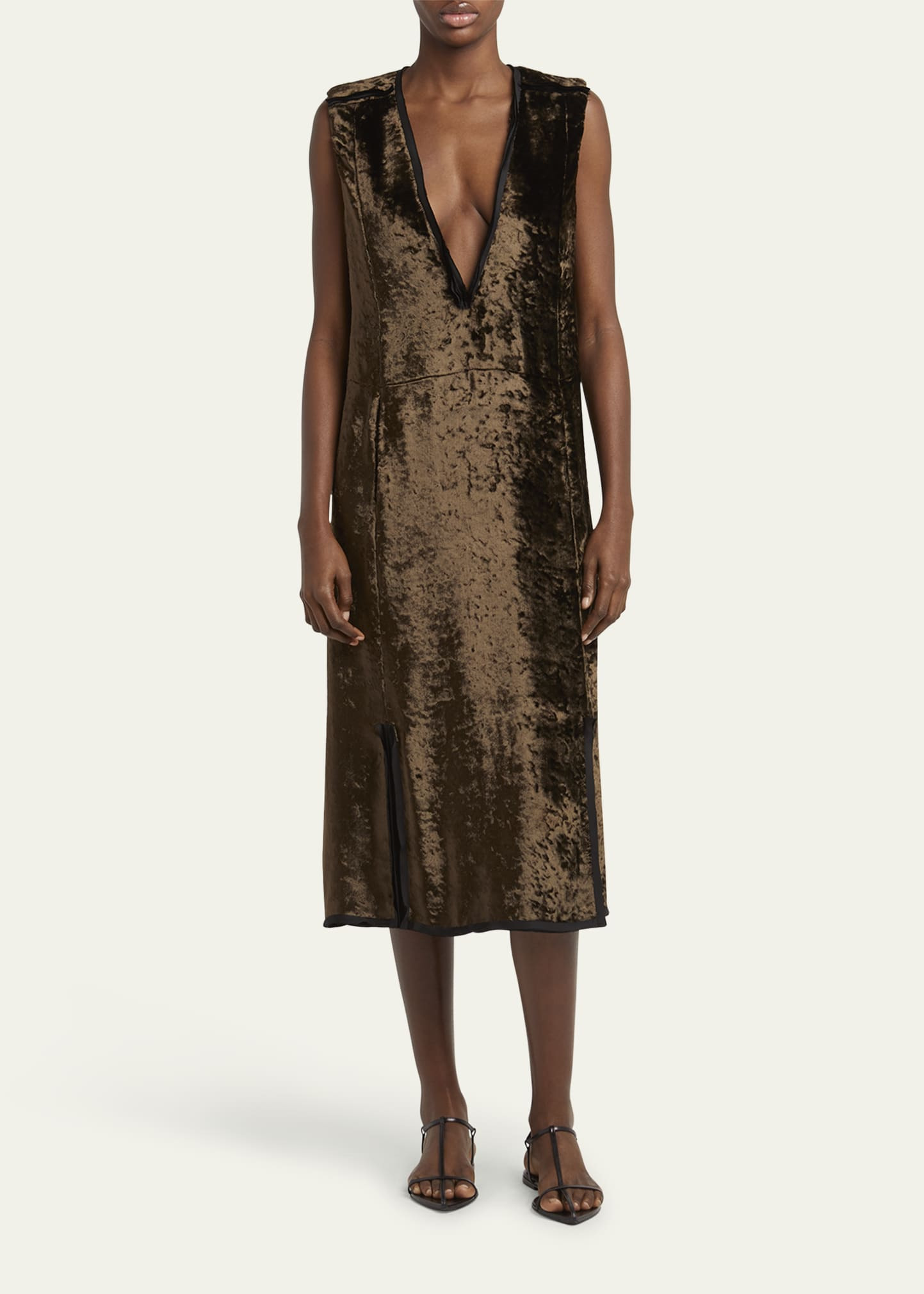 Deep V Neckline Straight Volume Dress - 2