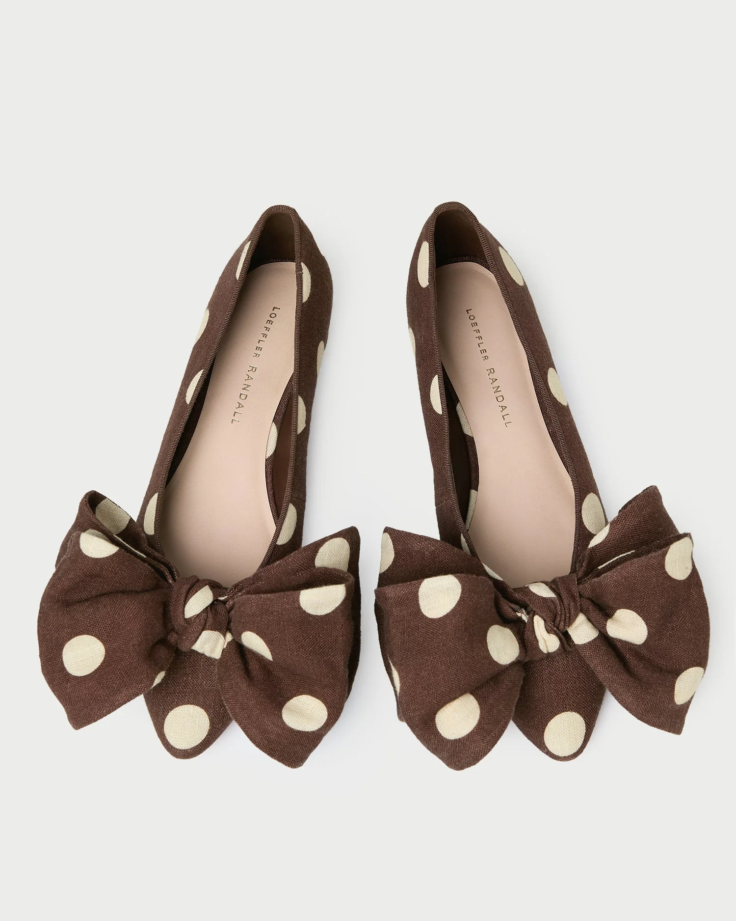 Noa Brown/Cream Linen Bow Flat - 1