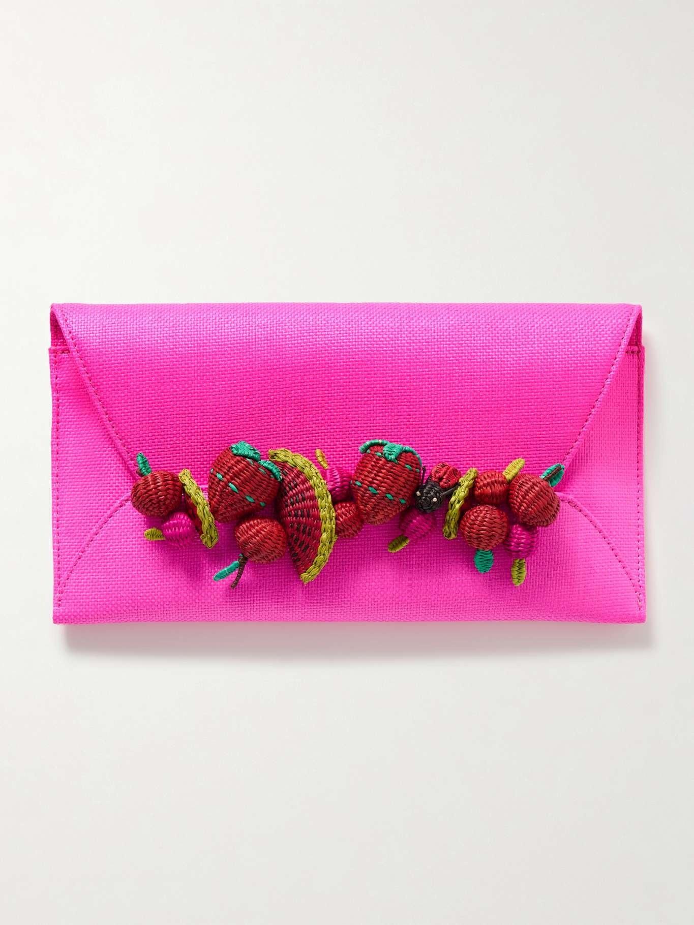Strawberry Punch embellished raffia clutch - 1