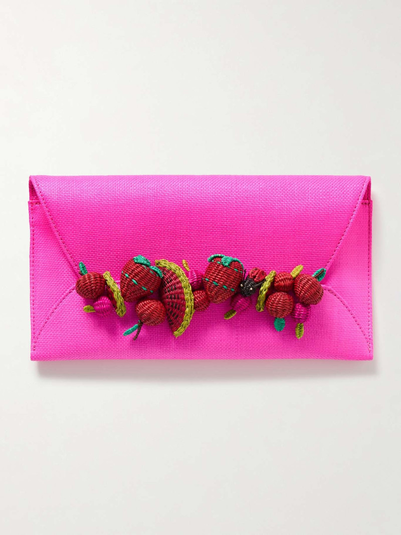 Strawberry Punch embellished raffia clutch 1
