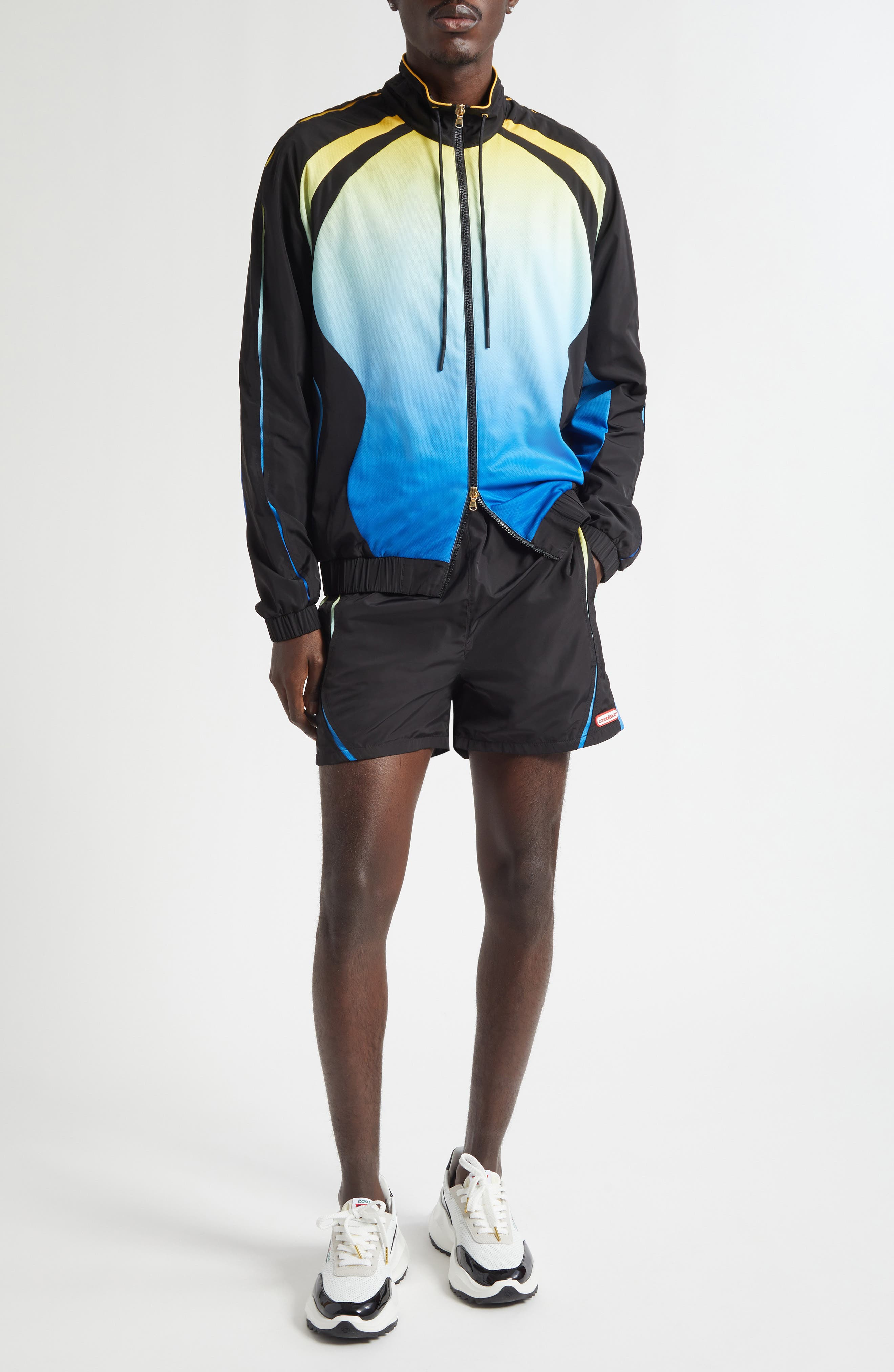 Casablanca Football Windbreaker Jacket in Birdseye Mesh Black Gradient at Nordstrom - 2
