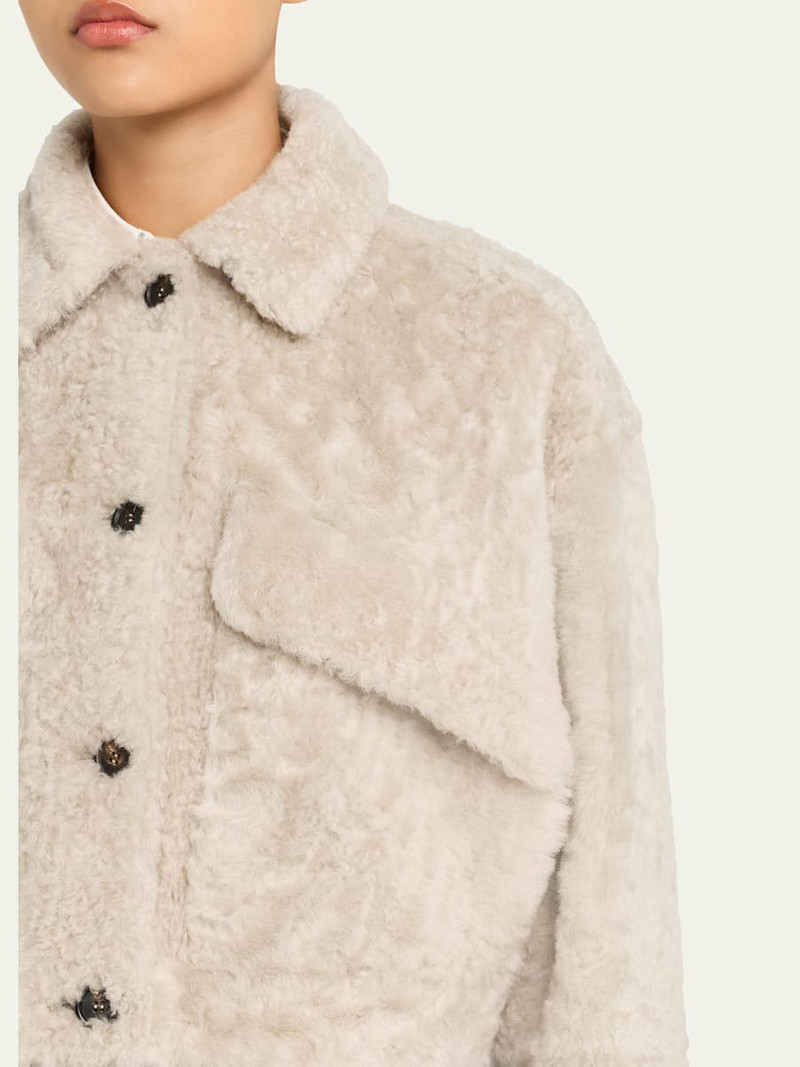 Brunello Cucinelli Lamb Shearling Cropped Jacket outlook