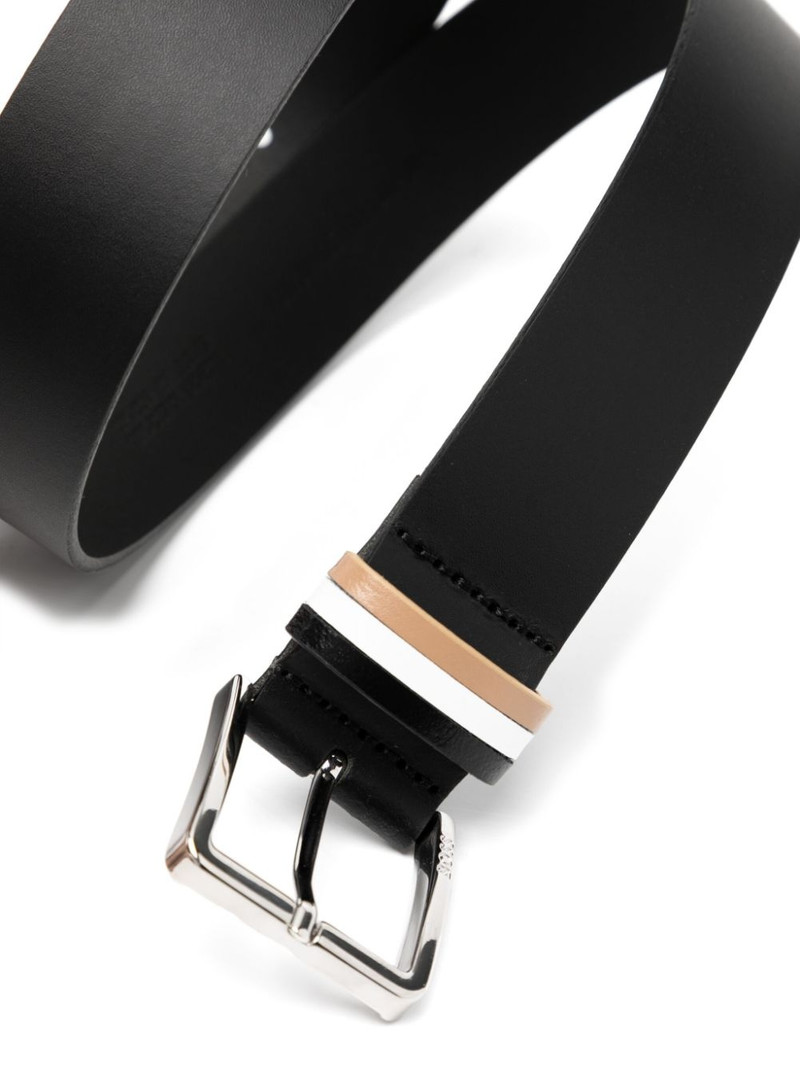 BOSS logo-engraved leather belt outlook