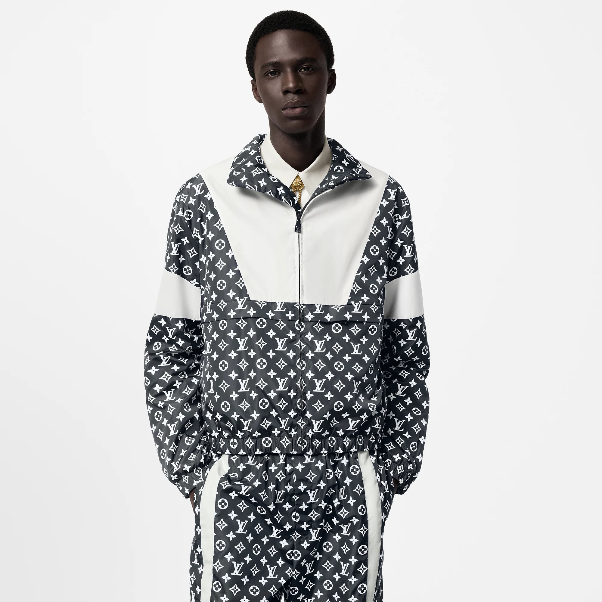 Monogram Printed Technical Track Top - 2
