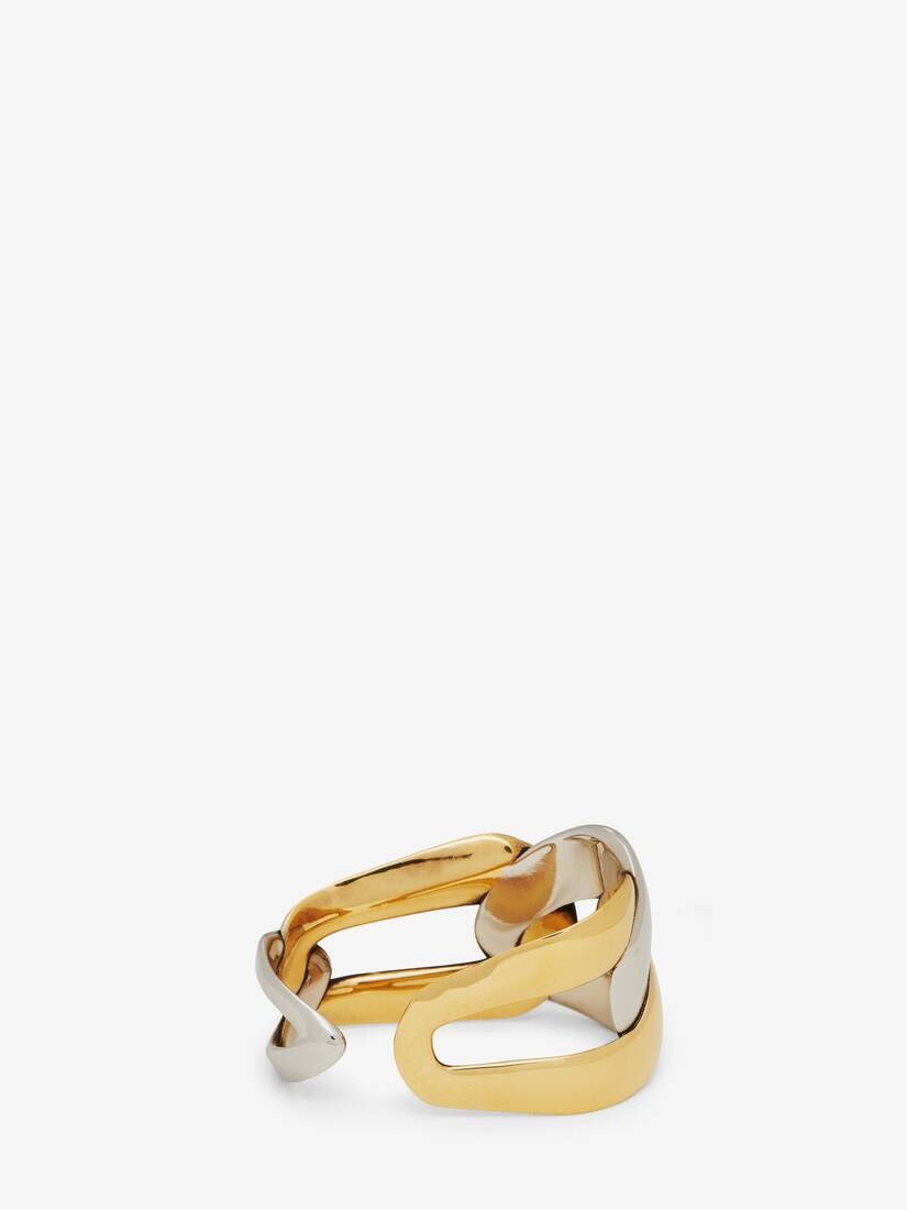 Women's Chain Double Ring in Antique Silver/gold - 4