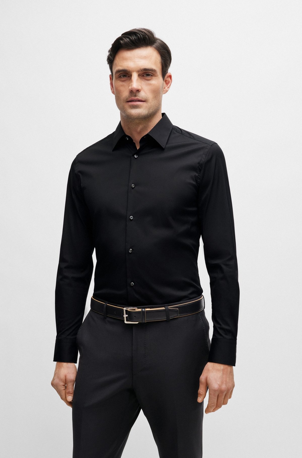 SLIM-FIT SHIRT IN POPLIN WITH STRETCH - 2