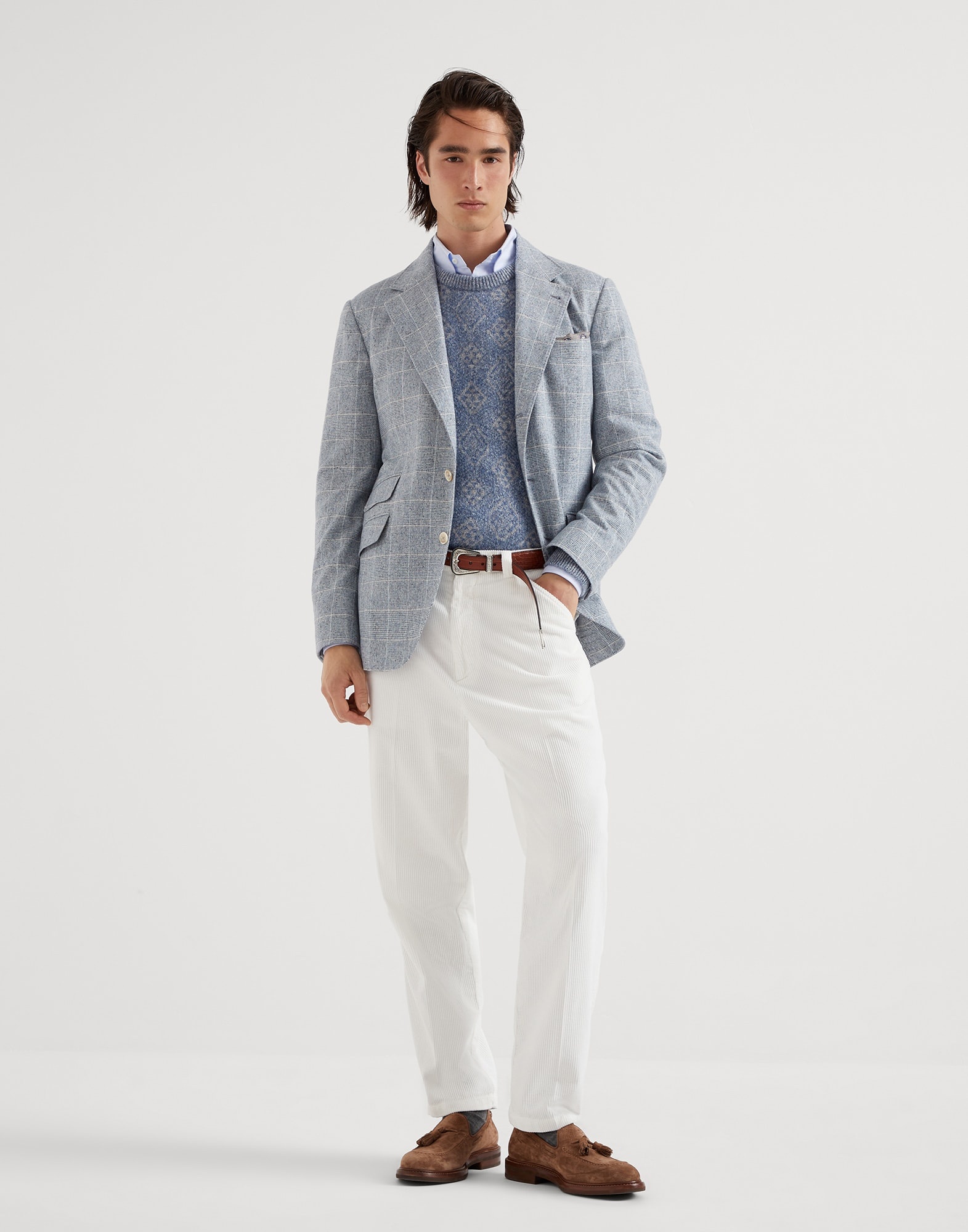 Garment-dyed leisure fit trousers in cotton corduroy - 4