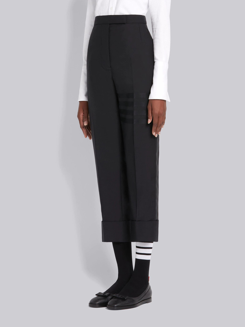 Thom Browne Black Wool Plain Weave Suiting Grosgrain Tipped Engineered 4-Bar Classic Trouser outlook