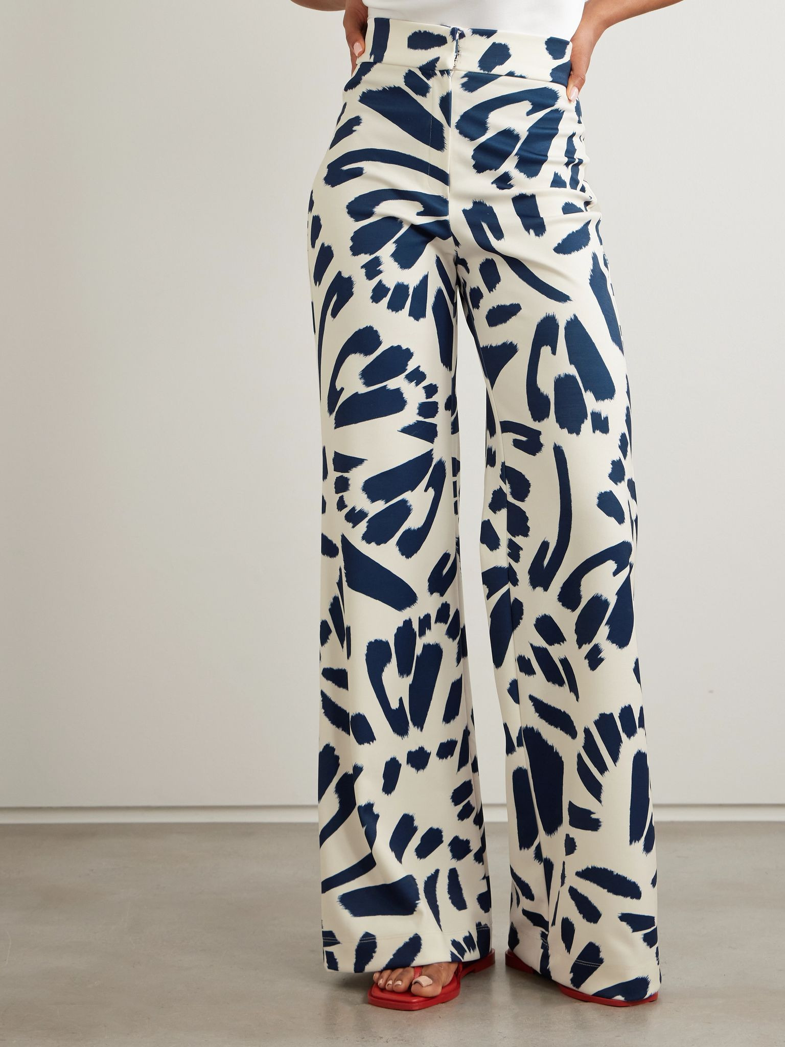 Espejismo printed stretch-scuba wide-leg pants Ivory - 3