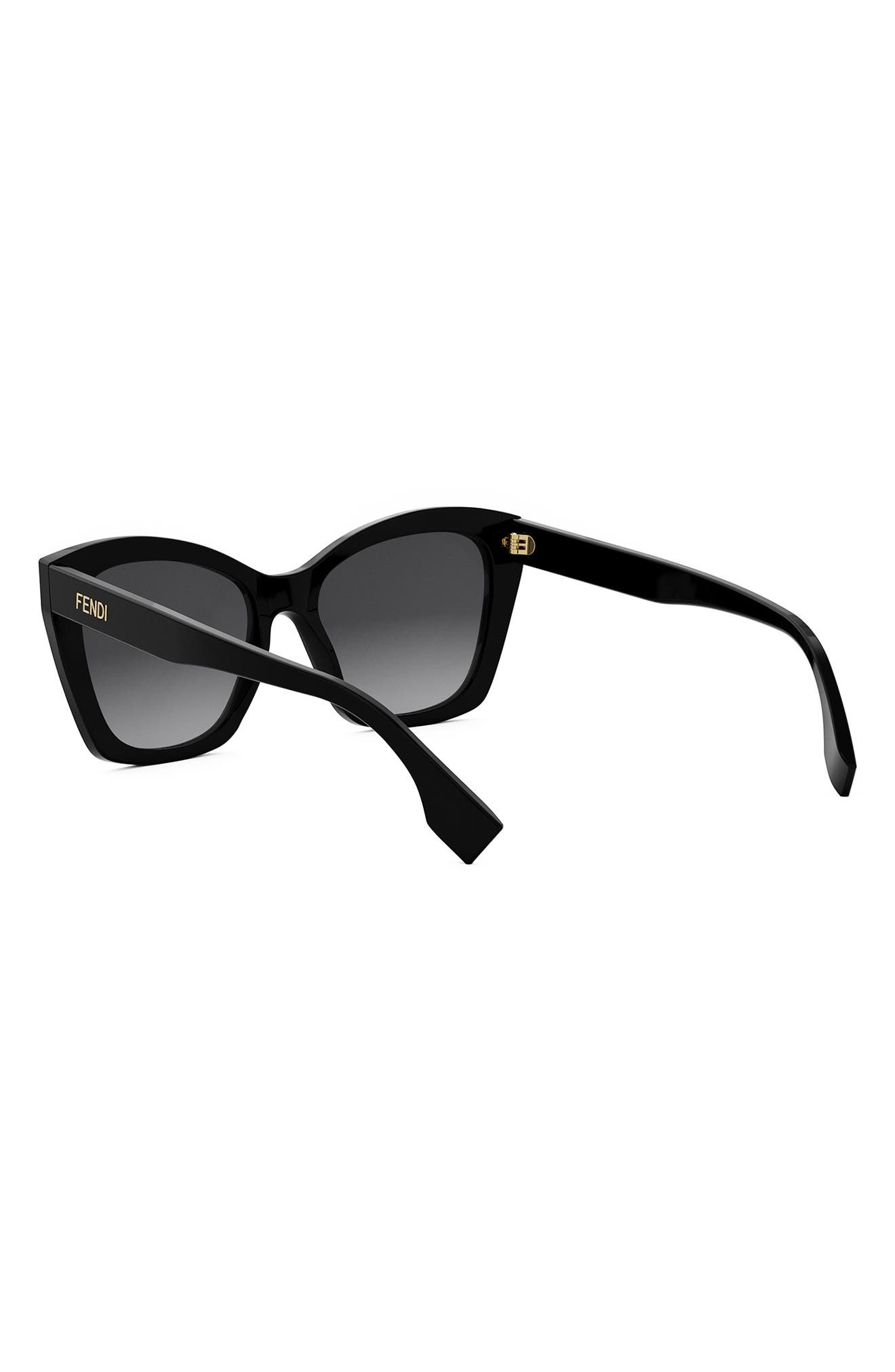 'Fendi Lettering 55mm Gradient Square Sunglasses in Shiny Black /Gradient Smoke at Nordstrom - 6