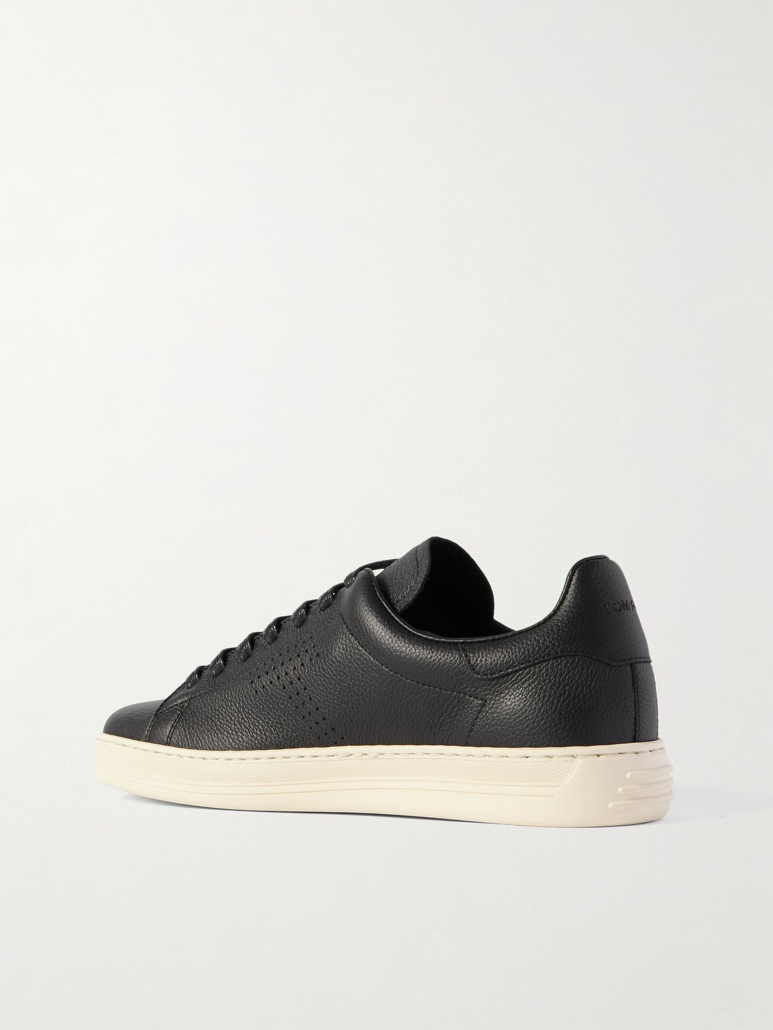 Warwick Perforated Full-Grain Leather Sneakers Black - 4