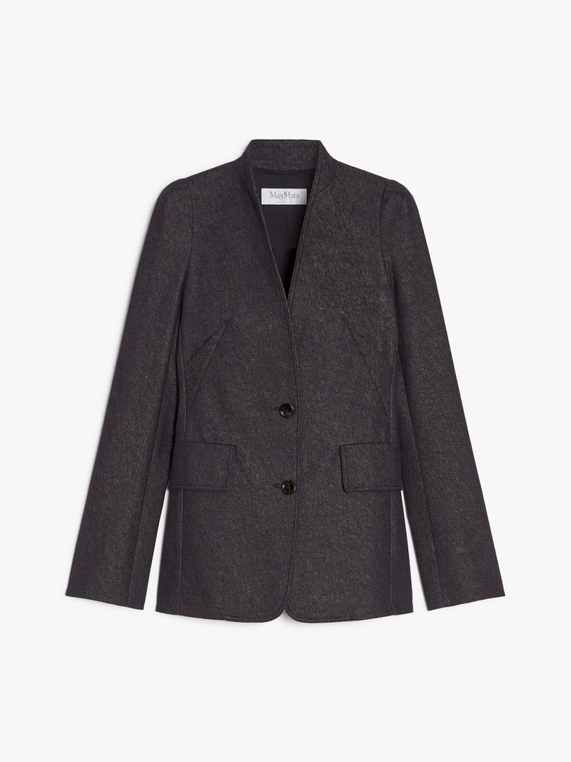 BEATRICE Slim denim-effect cotton blazer - 1