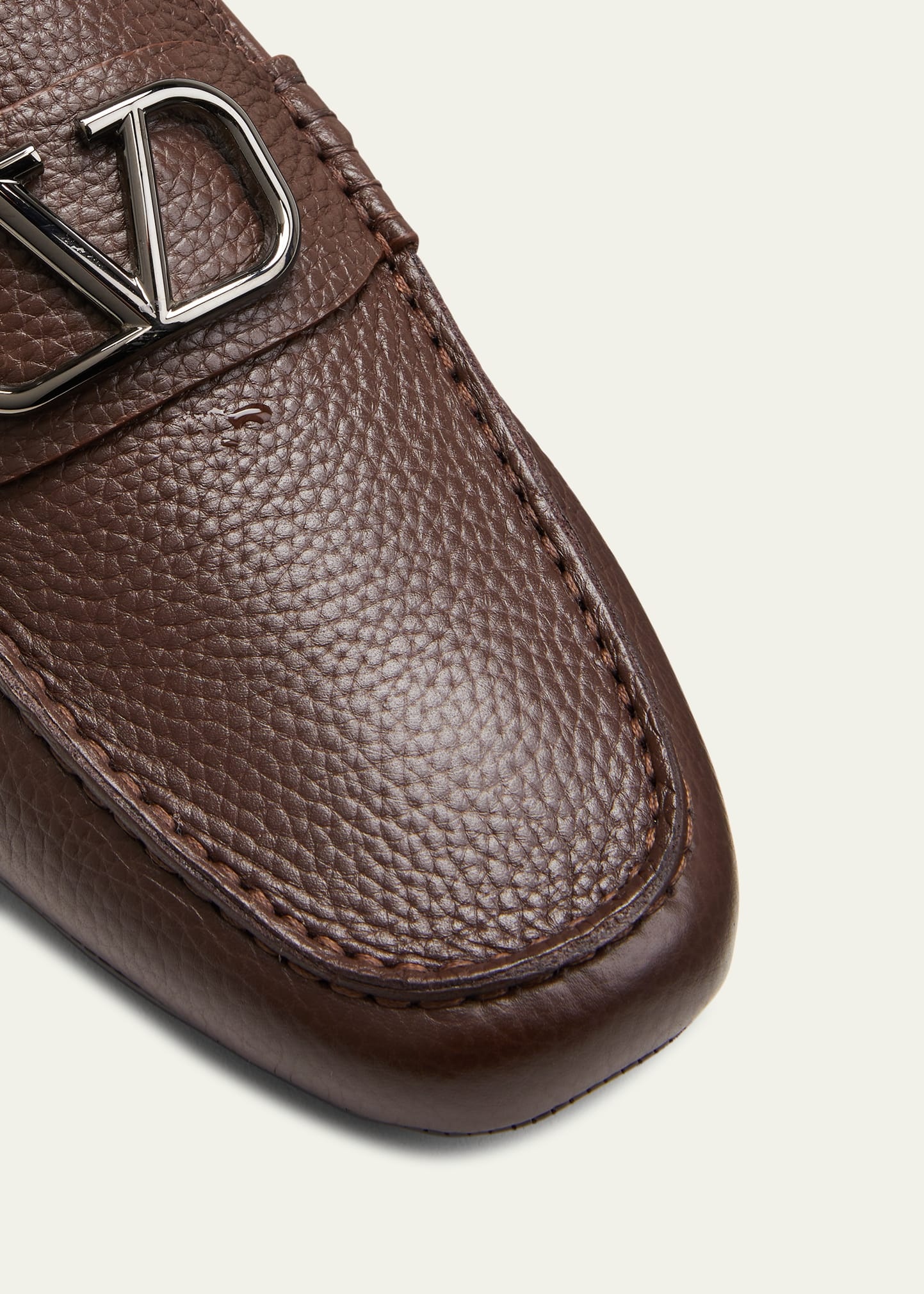 Men's V-Logo Leather Drivers - 4