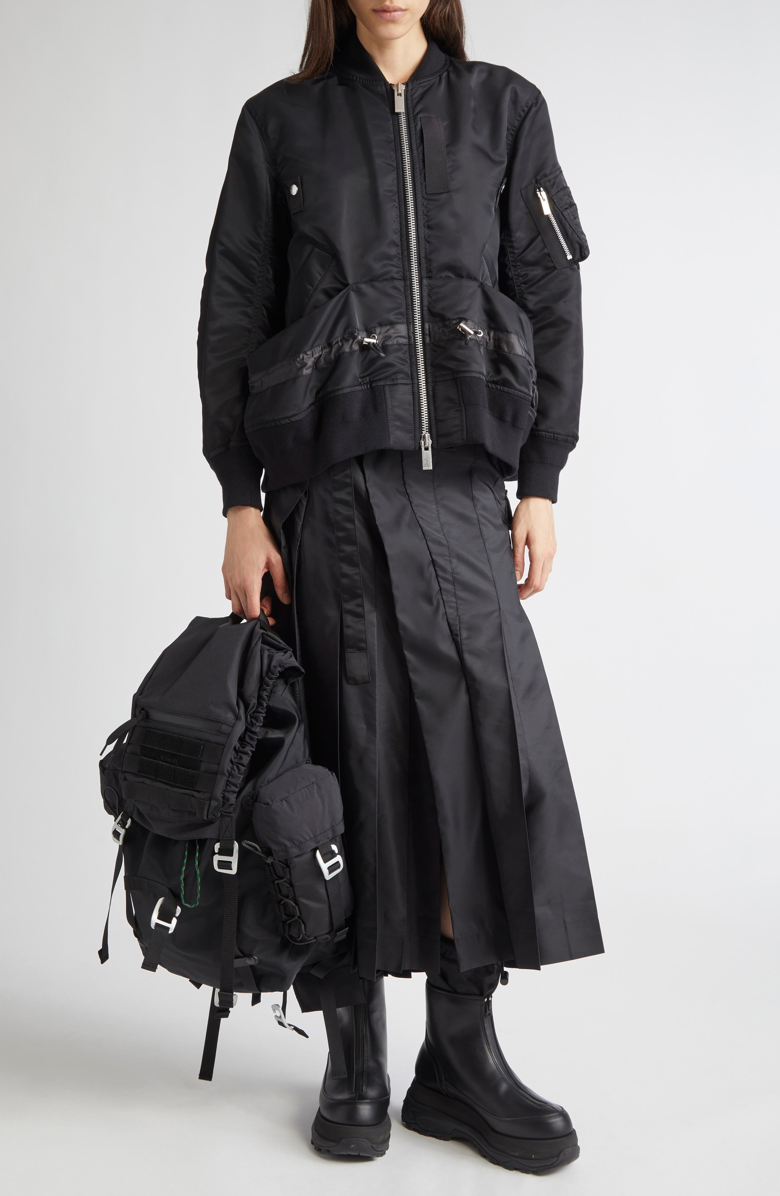 Sacai Blouson Nylon Twill Bomber Jacket in Black at Nordstrom - 2