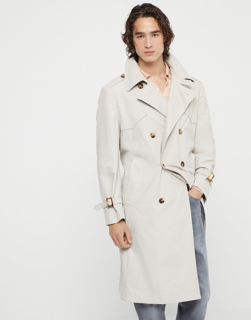 Water-resistant techno cotton gabardine trench 1