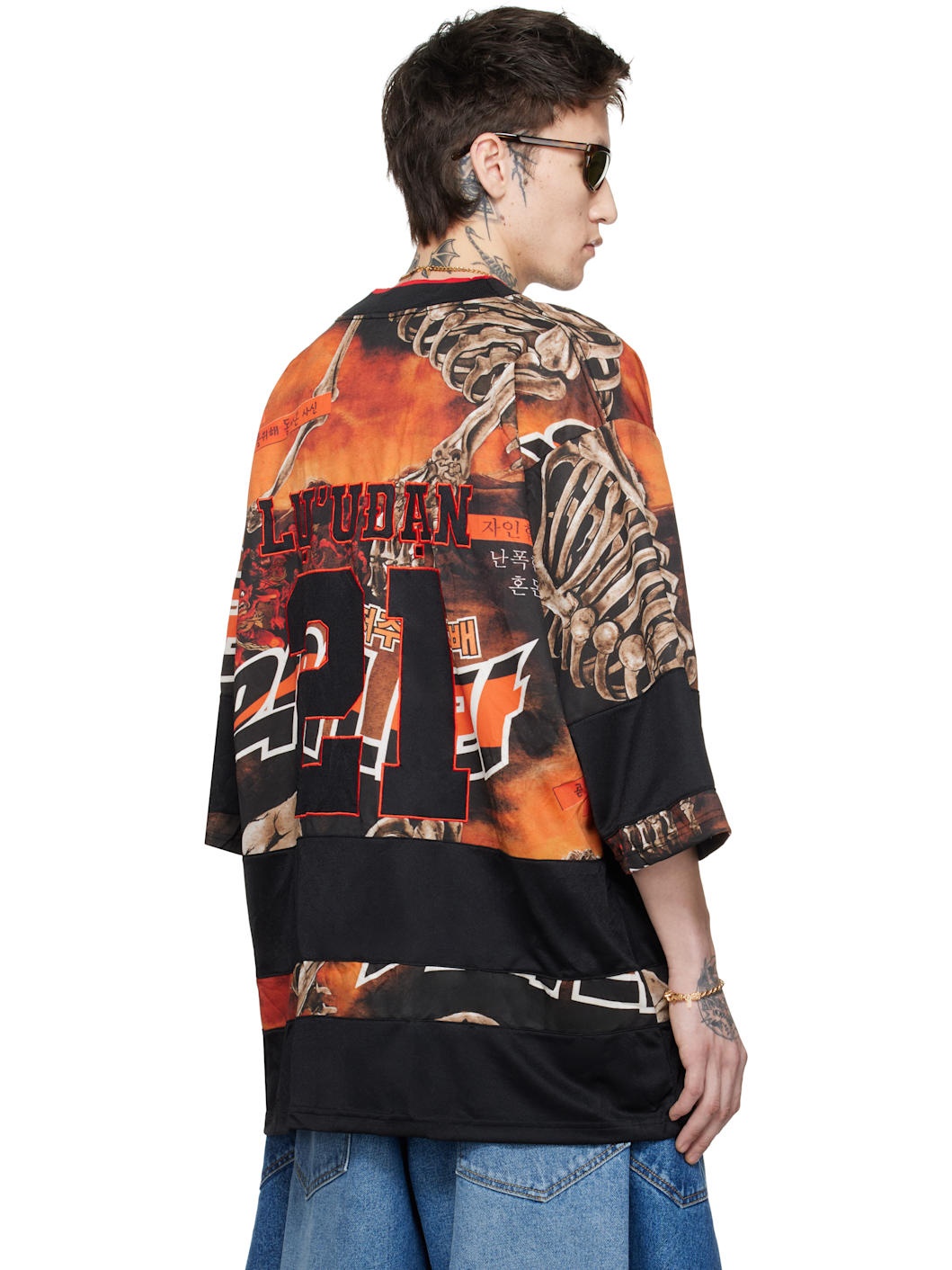 Black & Orange Hockey L-D T-shirt - 3