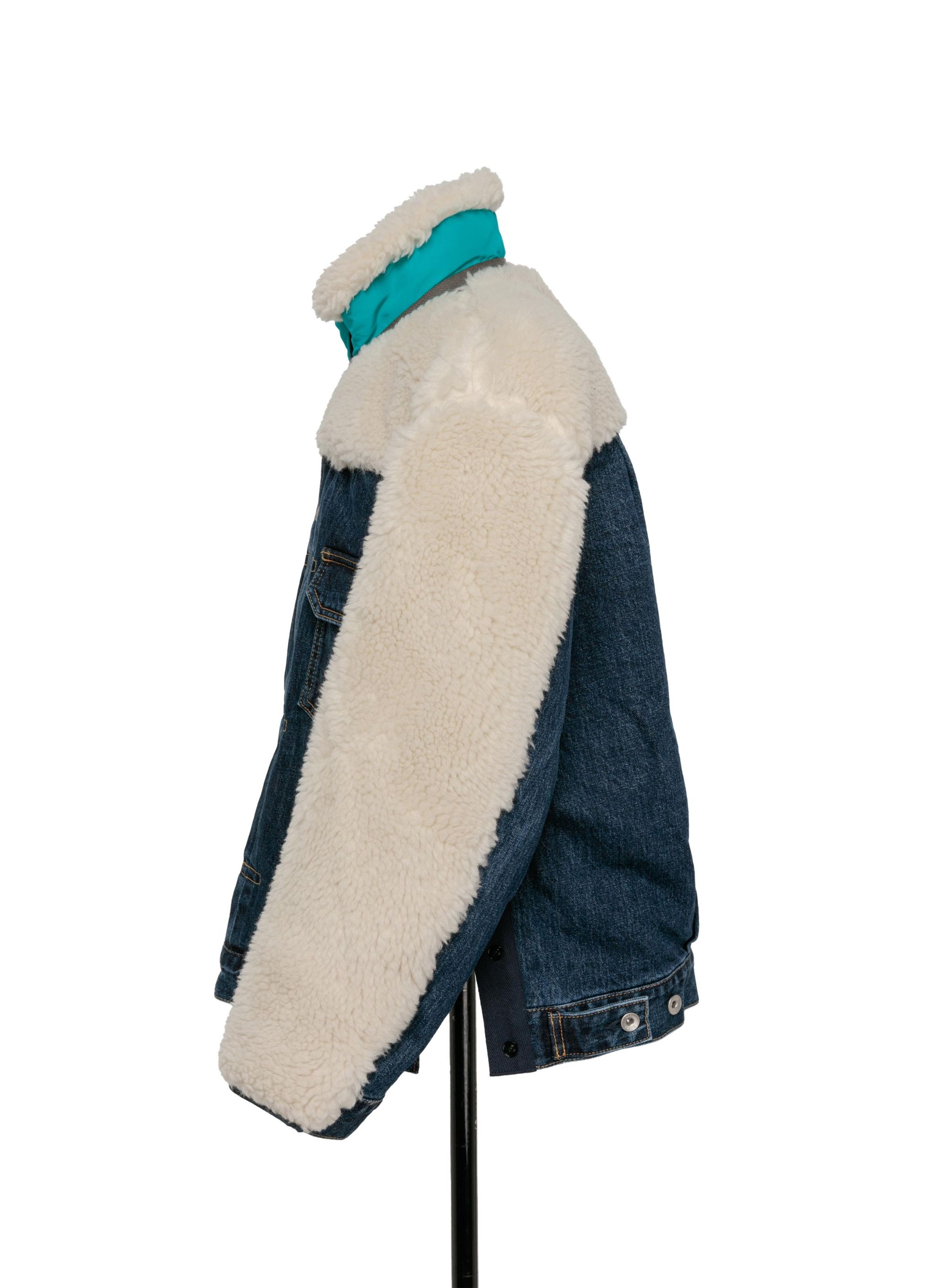 Faux Shearling x Denim Blouson - 4