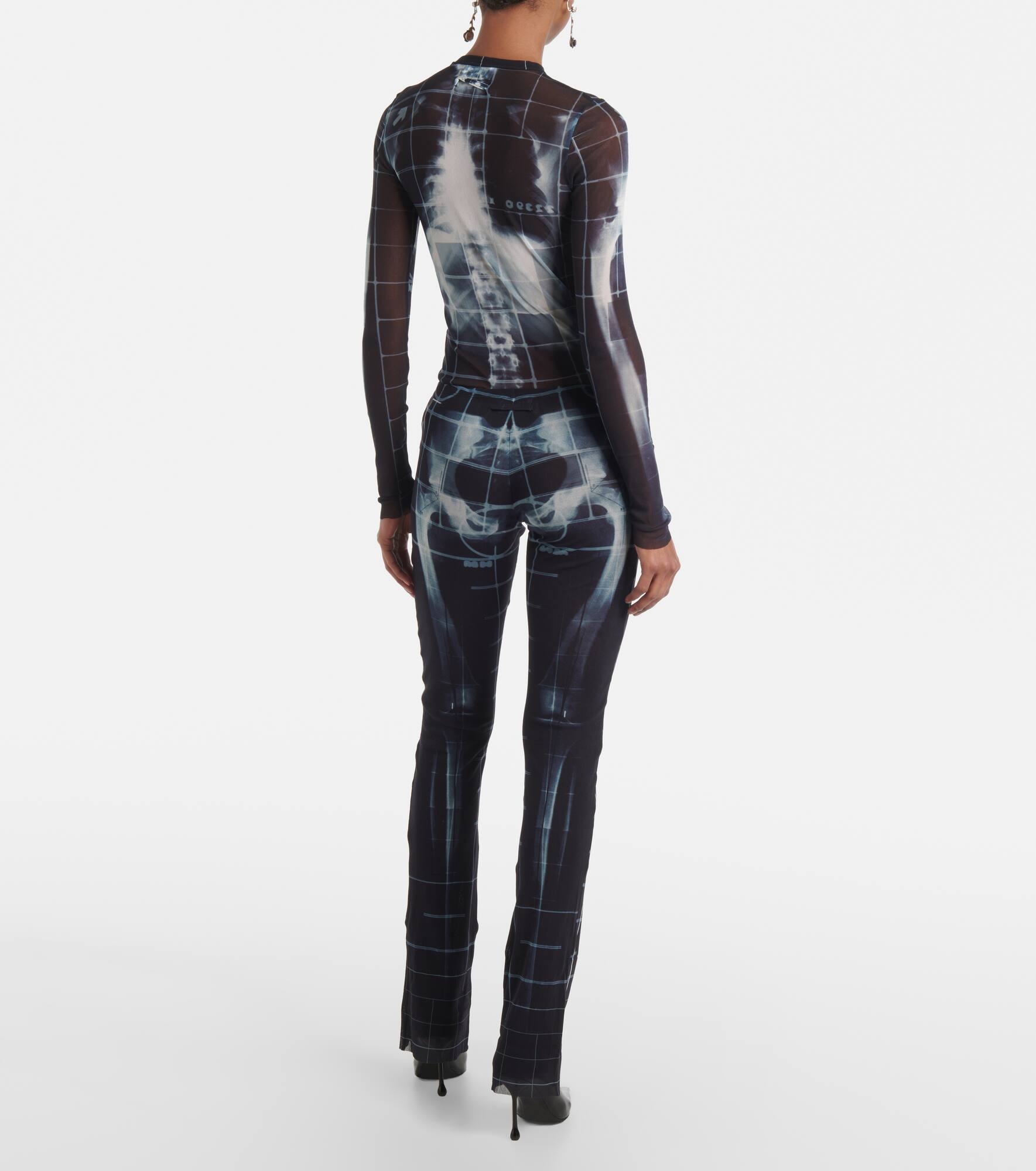 Squeletor semi-sheer mesh flared pants - 3