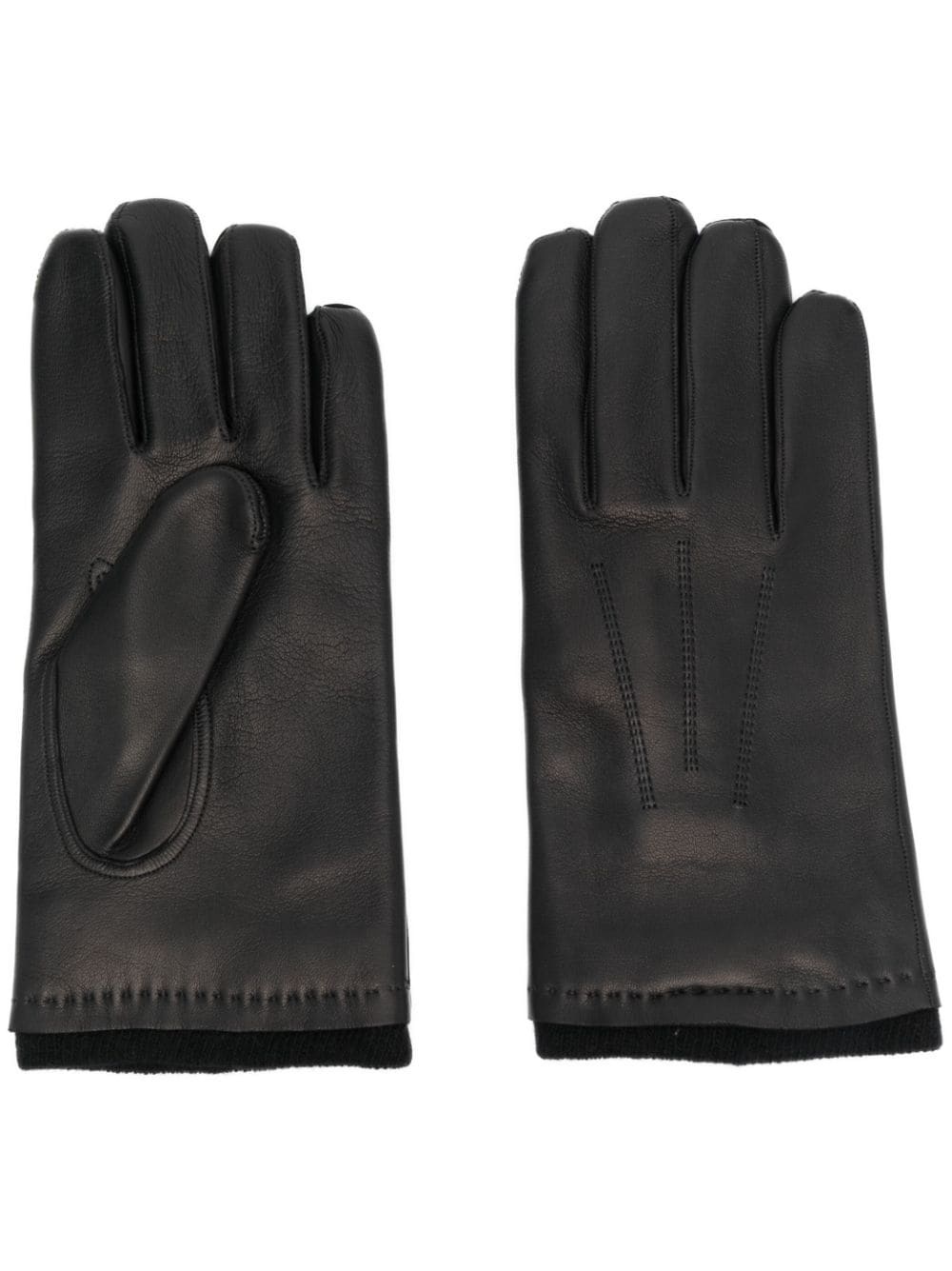 logo-plaque leather gloves - 1