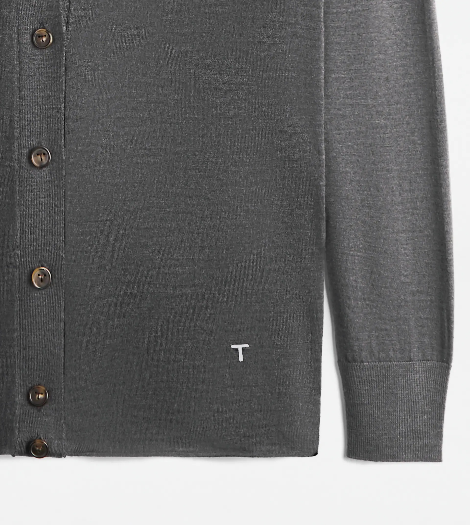 DOUBLE COLLAR SILK BLEND CARDIGAN - GREY - 10