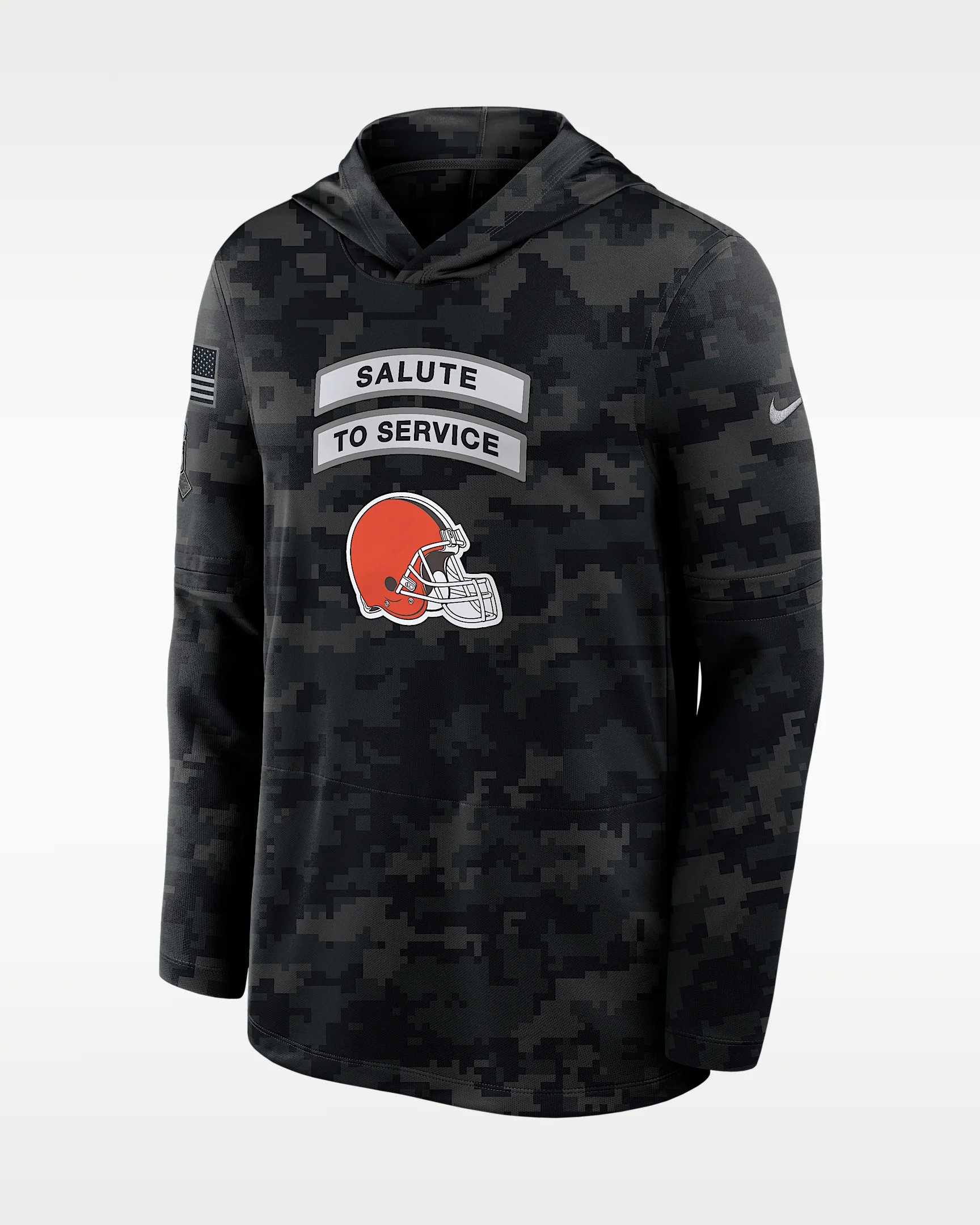 Cleveland Browns Salute to Service Sideline Men's Nike Dri-FIT NFL Long-Sleeve Hooded Top - 1