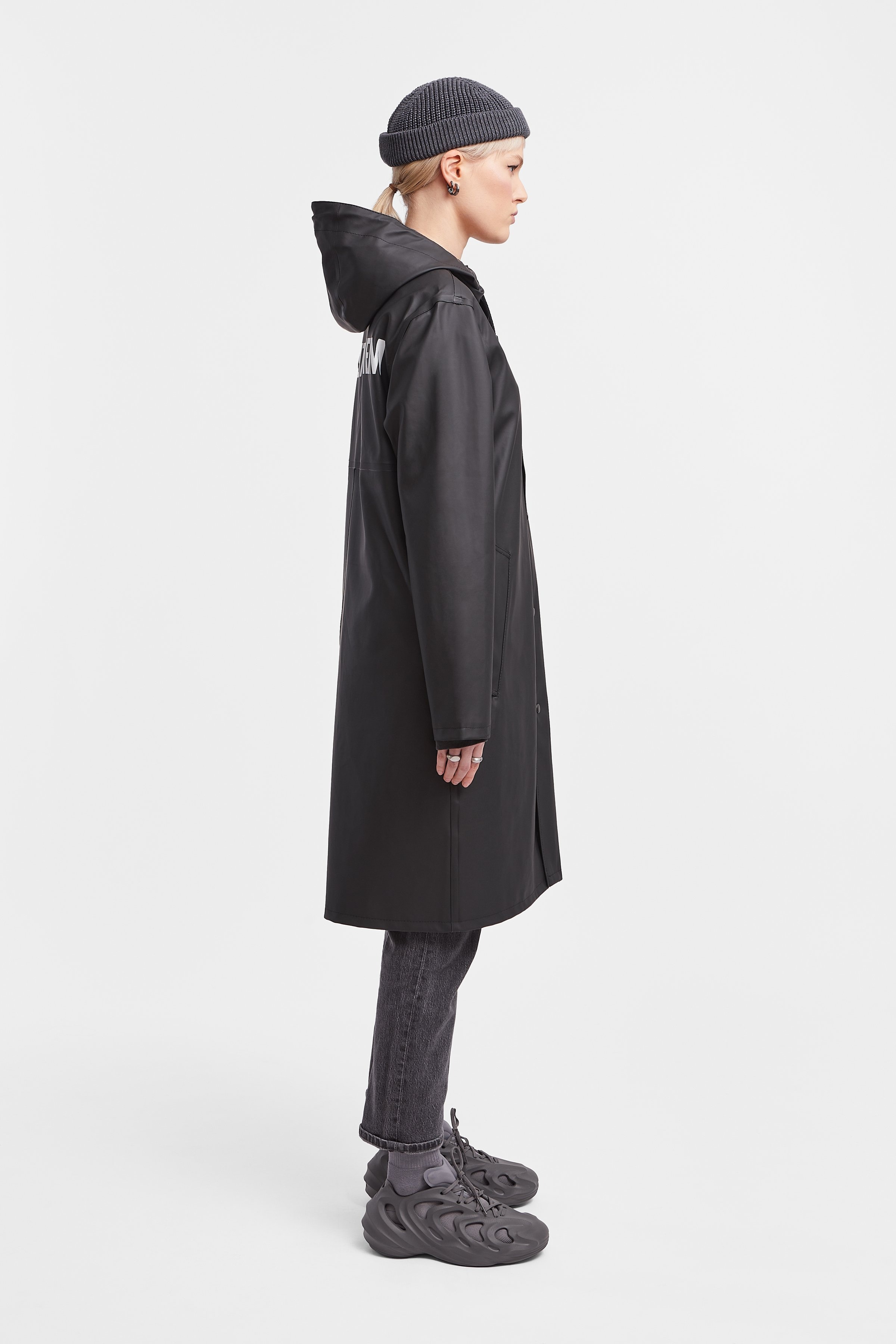 Stockholm Long Print Raincoat Black - 17