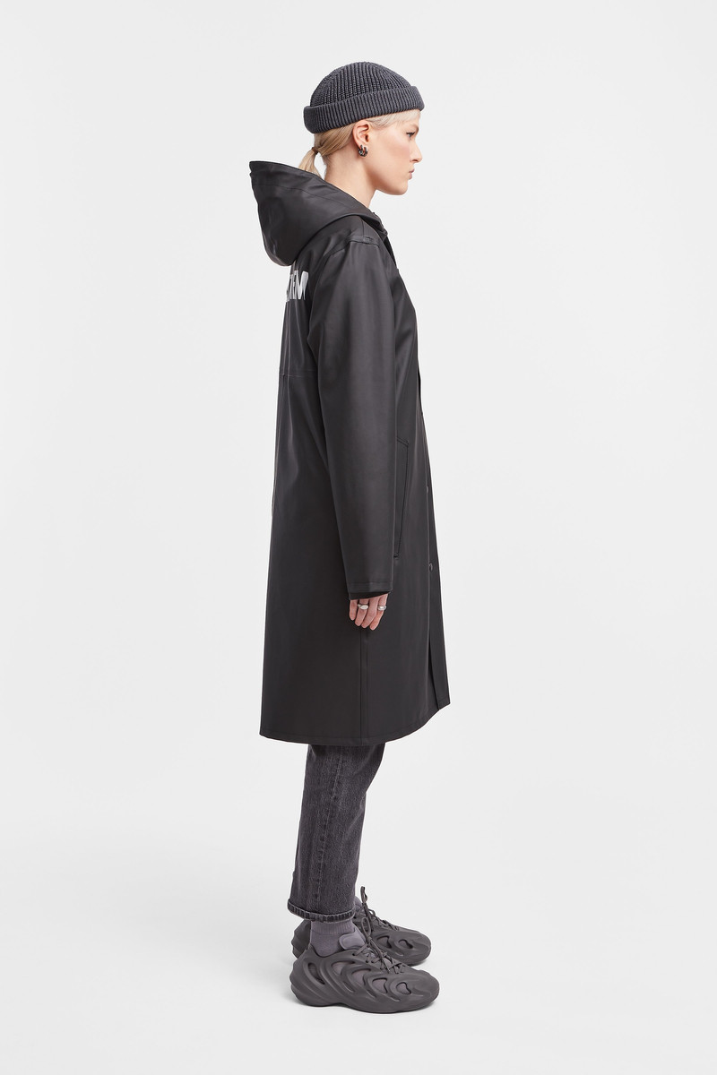 Stockholm Long Print Raincoat Black 3
