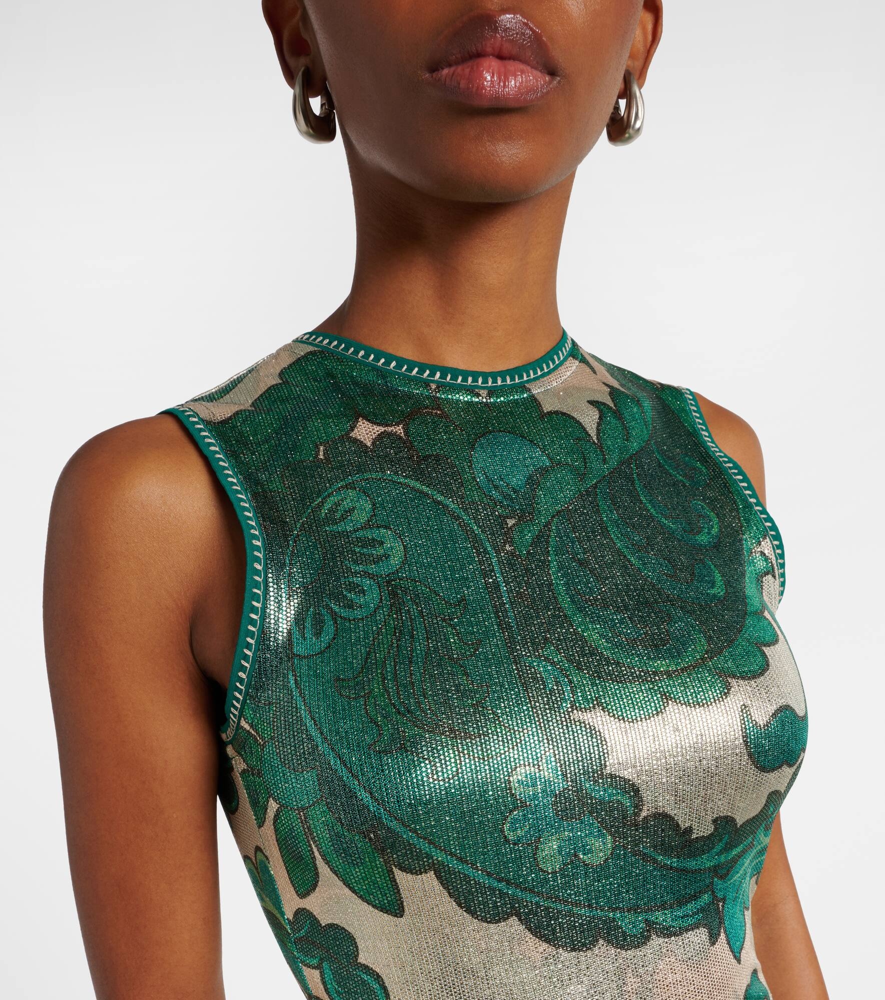 Paisley open-back lamé maxi dress - 4