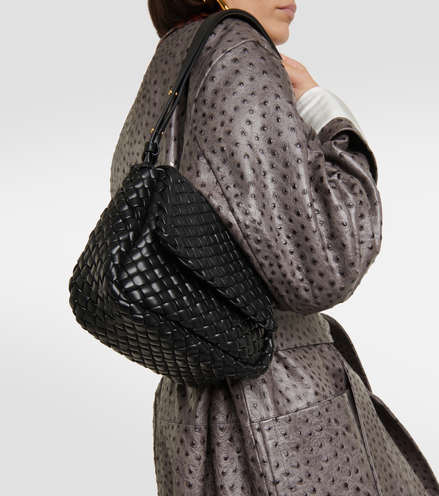 Bottega Veneta Cobble Mini Shoulder Bag - Black/Gold