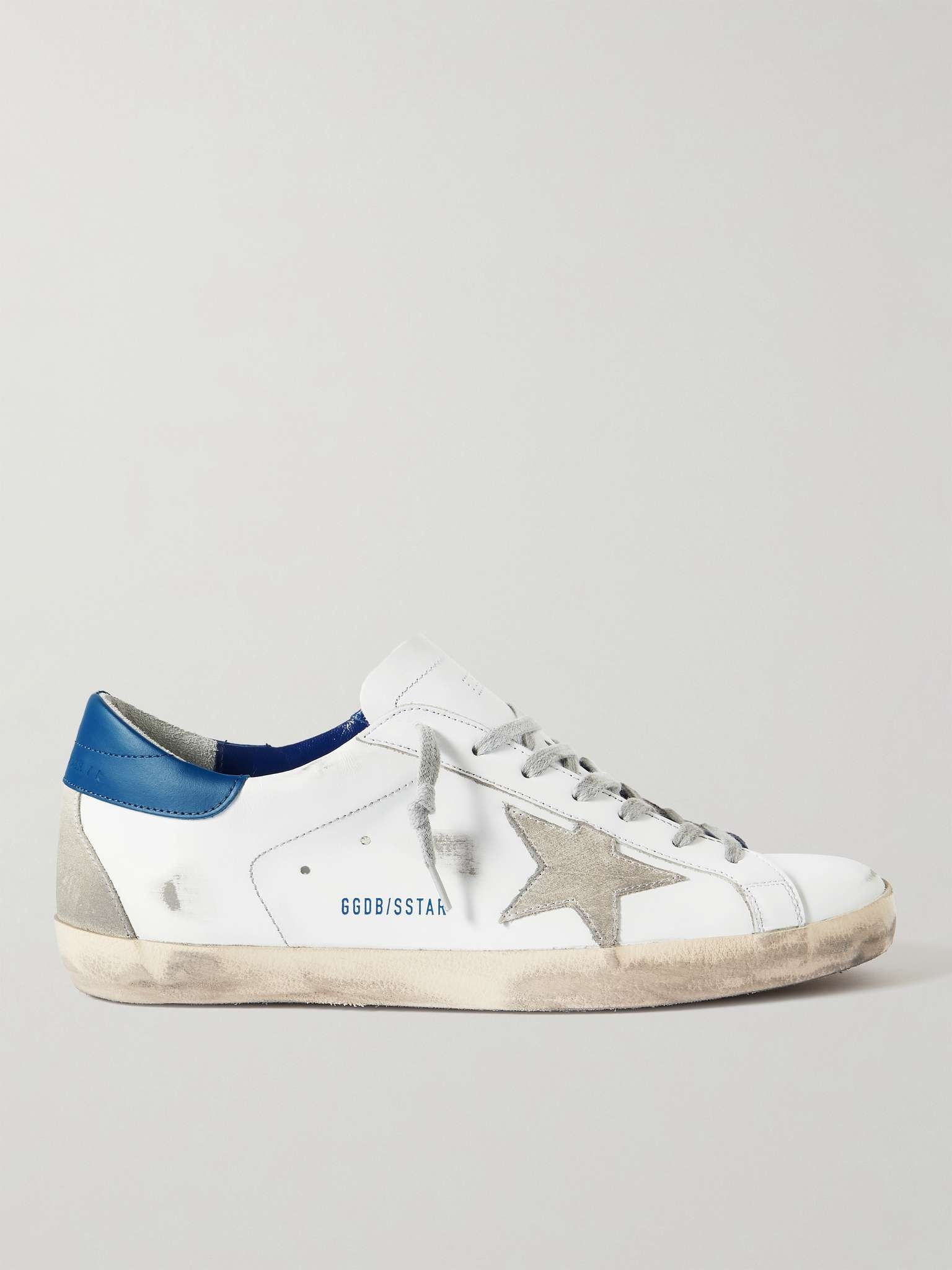 Superstar Distressed Leather and Suede Sneakers - 1