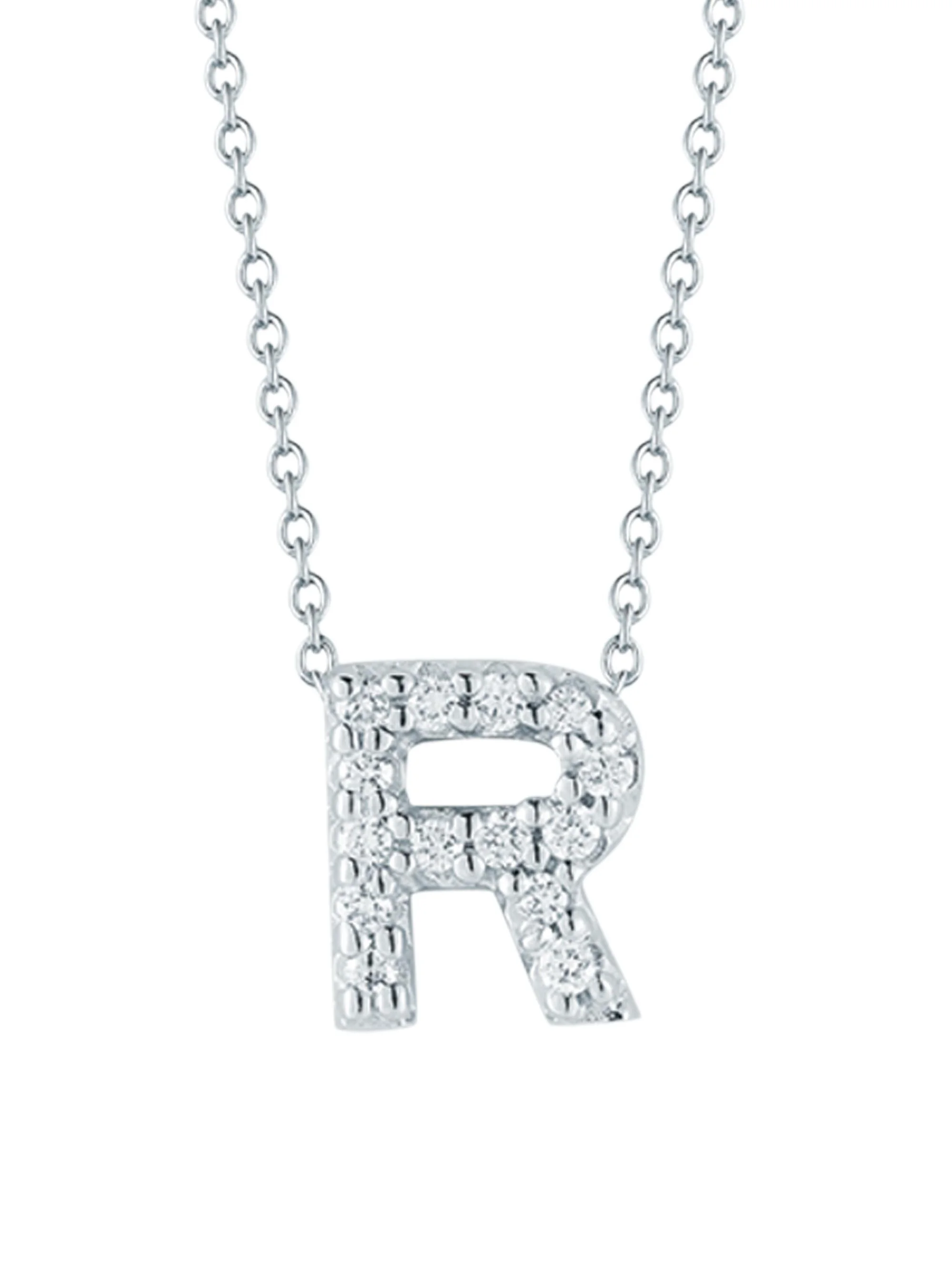 Women's Tiny Treasures 0.08 TCW Diamond & 18K White Gold Initial Necklace - Initial R - 1