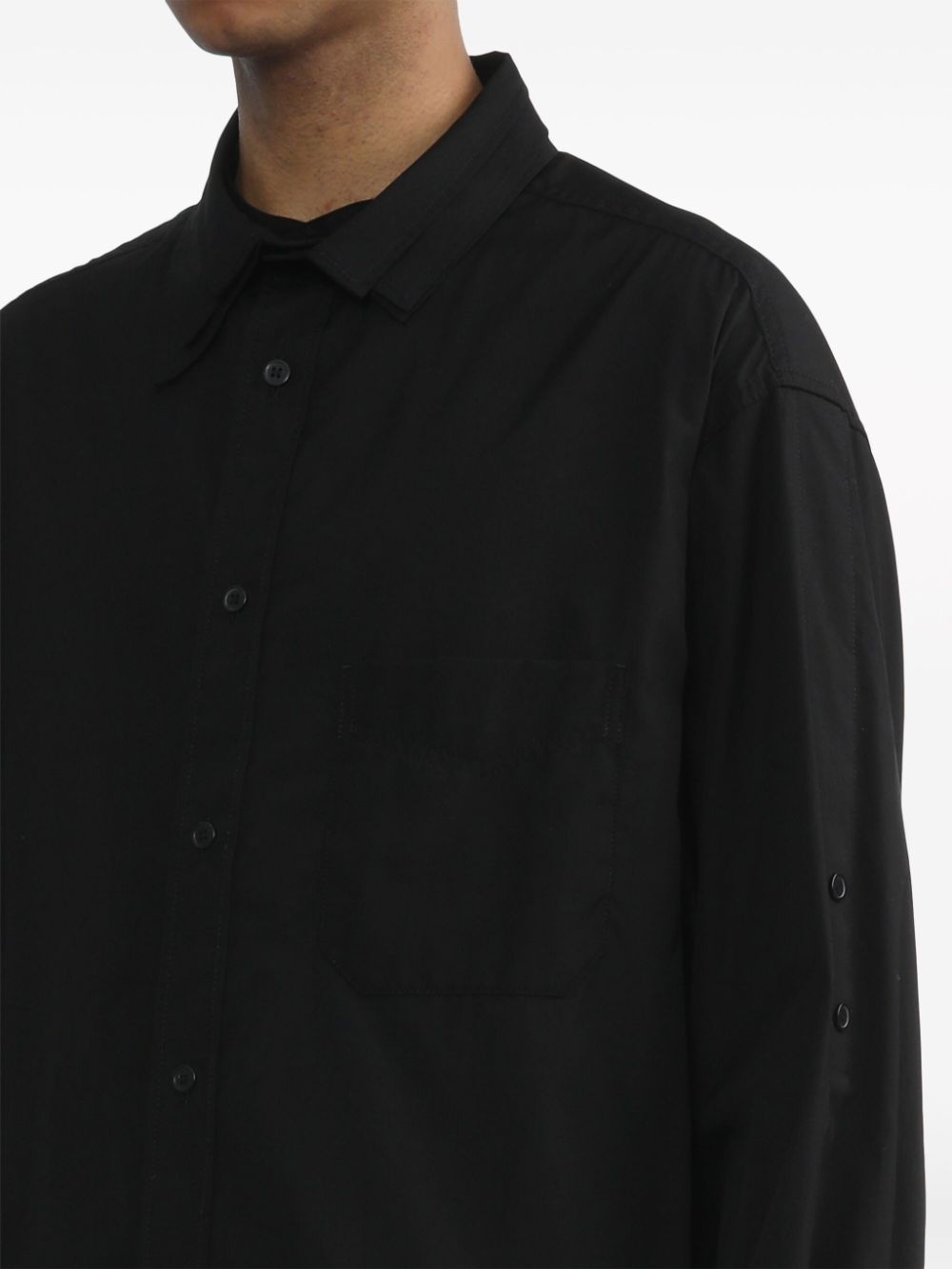 layered-collar cotton shirt - 5