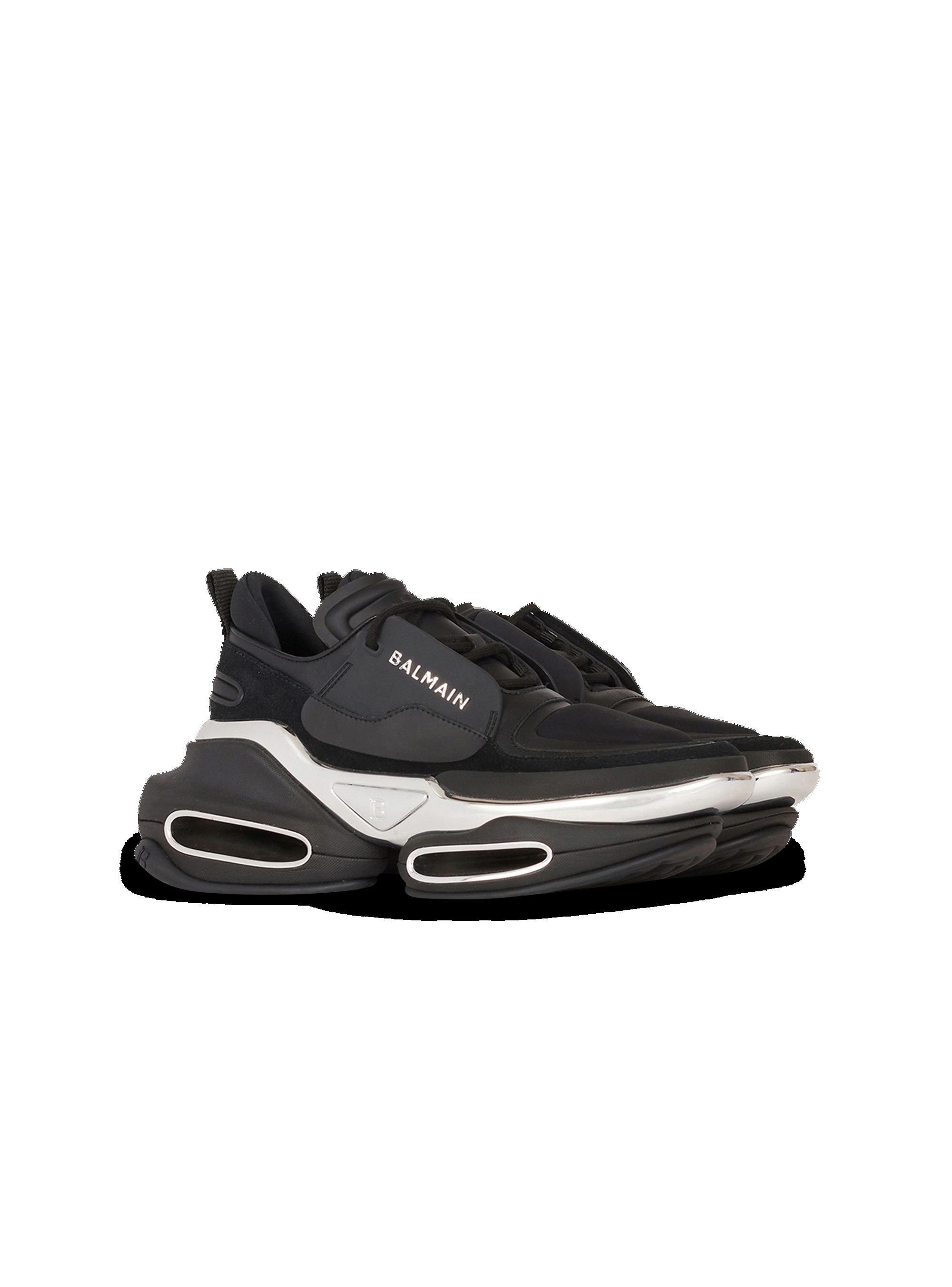Leather, metal and suede B-Bold low-top sneakers - 2