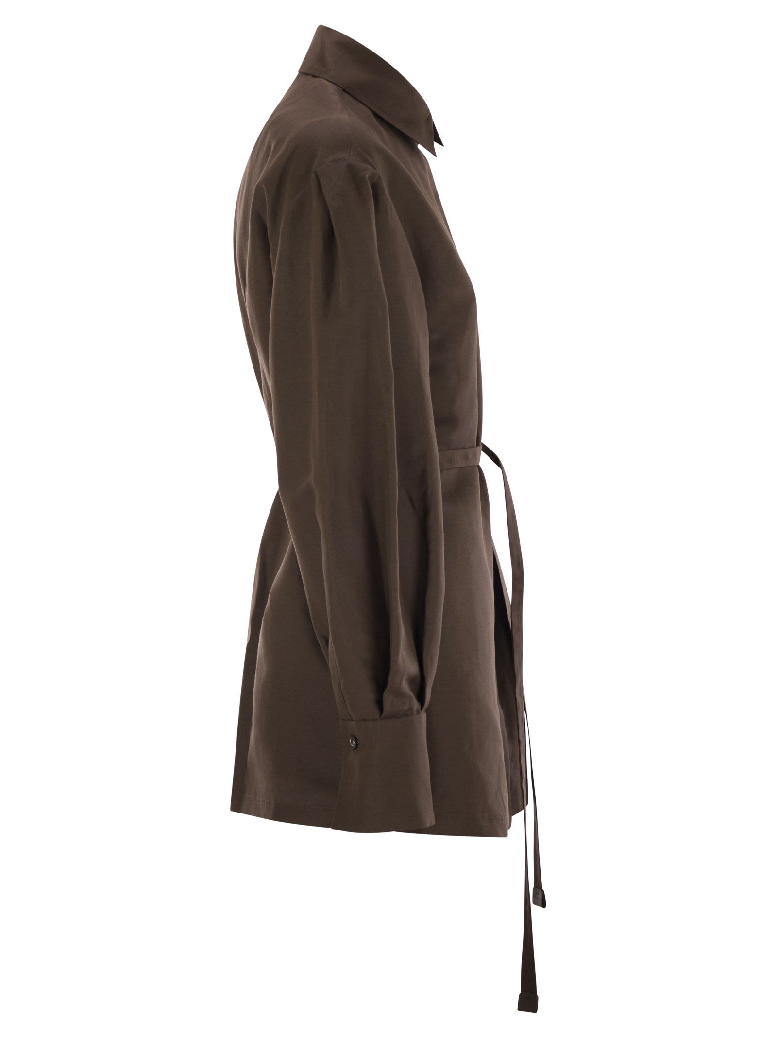 Maxmara Women Affari - Linen And Silk Shirt With Belt - 3
