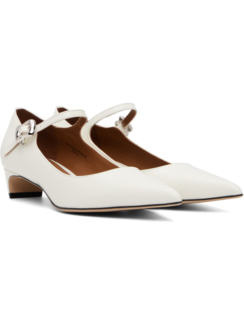 White Low-Heel Mary Jane Heels 4