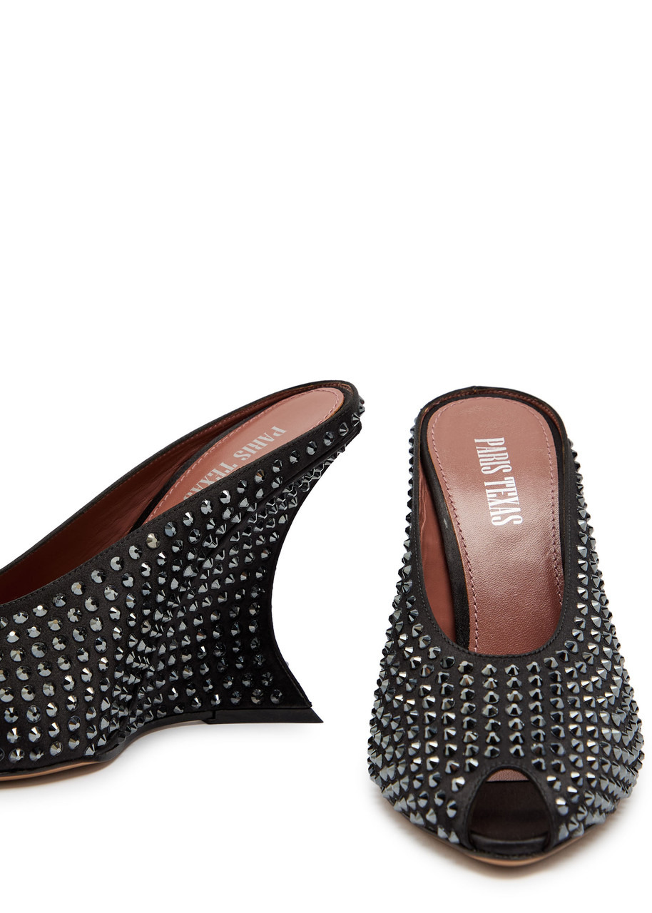 Paris Texas Nina 105 Embellished Satin Mules - 4