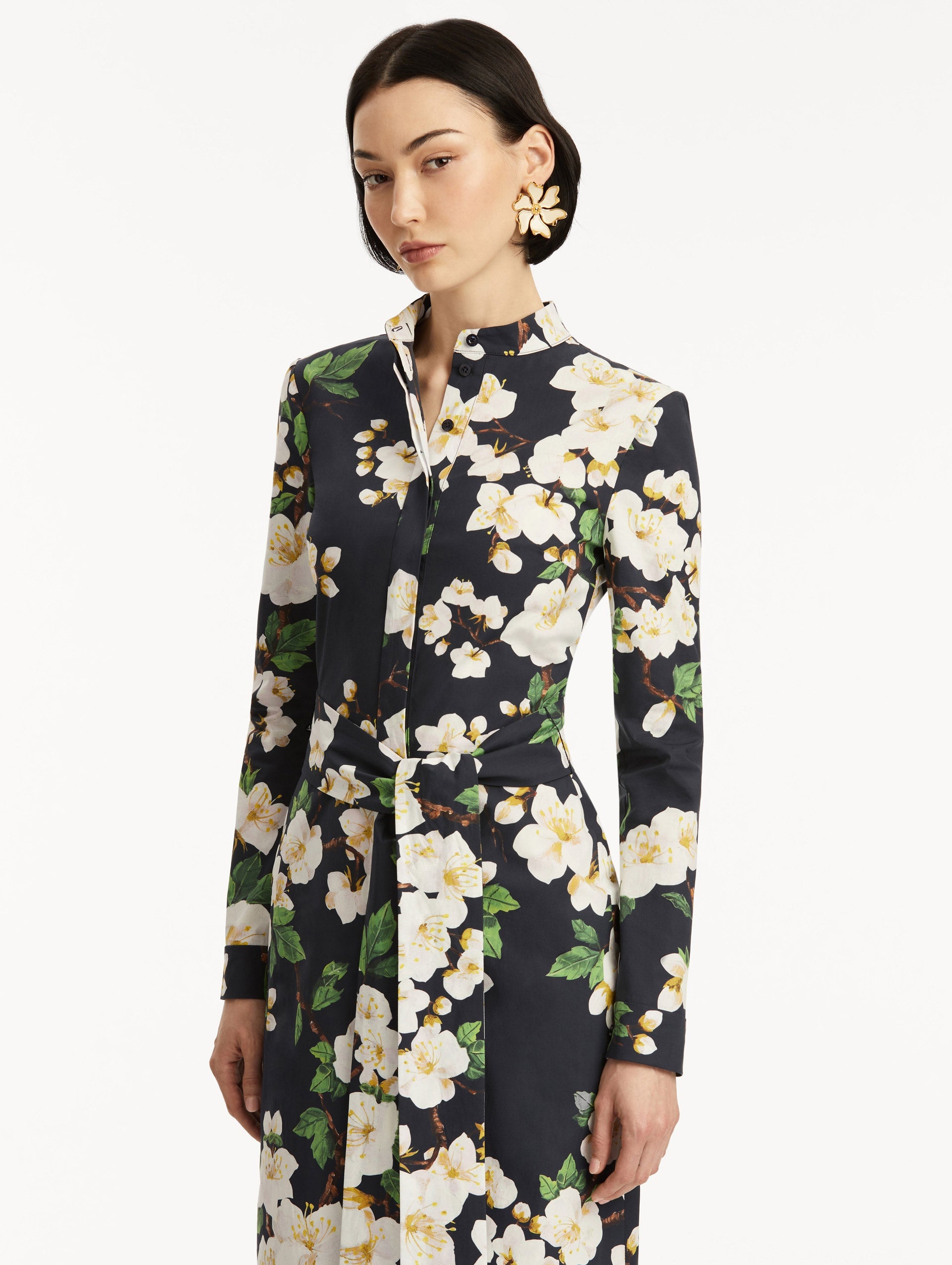CHERRY BLOSSOM COTTON POPLIN PENCIL DRESS - 5
