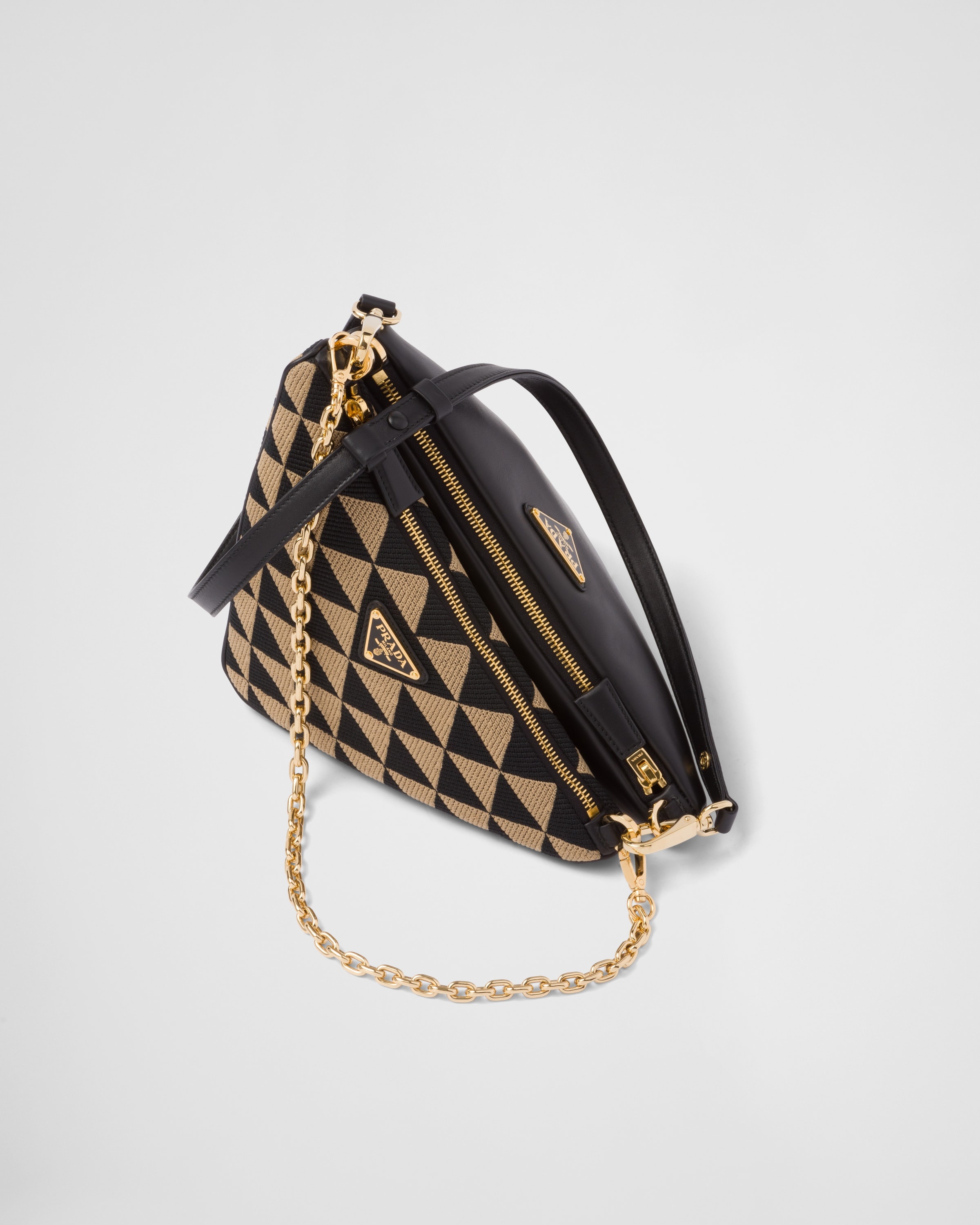 prada symbole leather and fabric mini bag