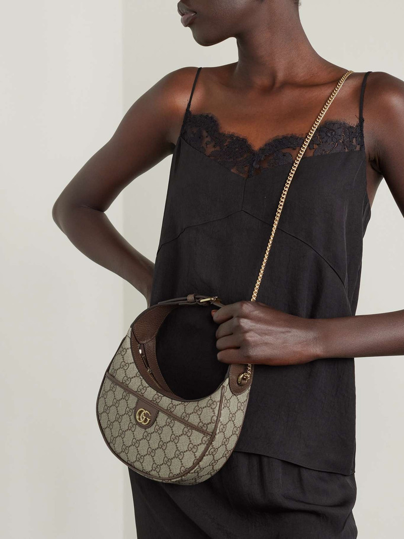 Ophidia leather-trimmed printed coated-canvas shoulder bag 6