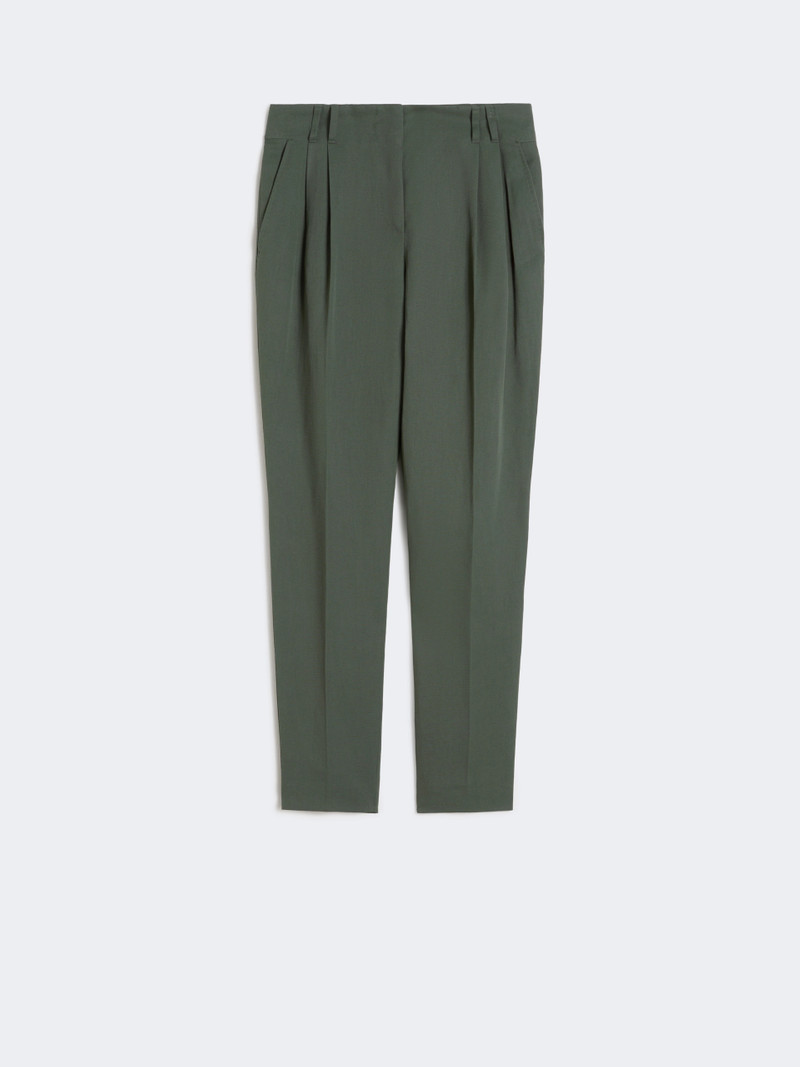 ACERBO Viscose and linen carrot-fit trousers - KAKI 1