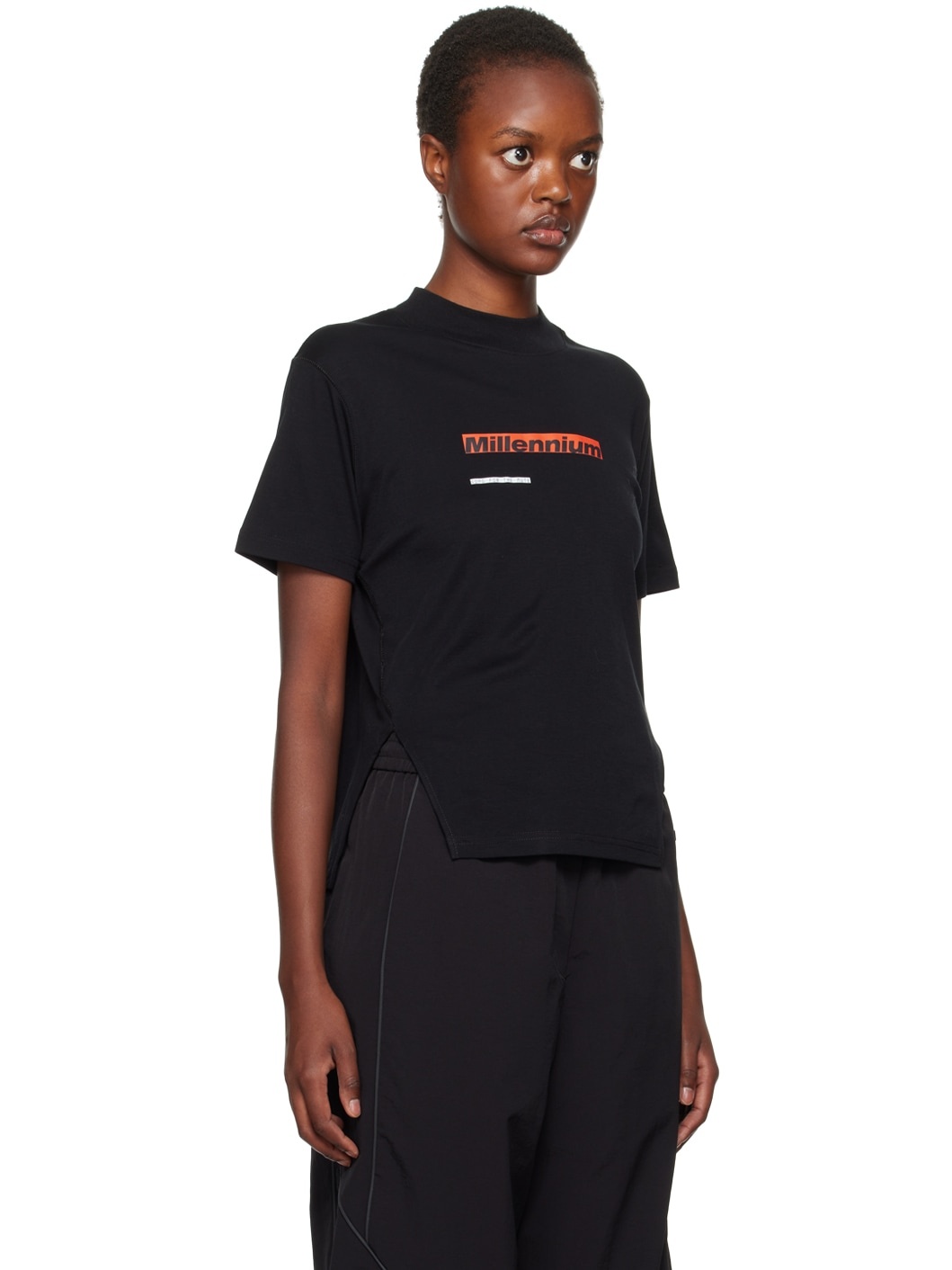 Black 'Millenium' Split T-Shirt - 2