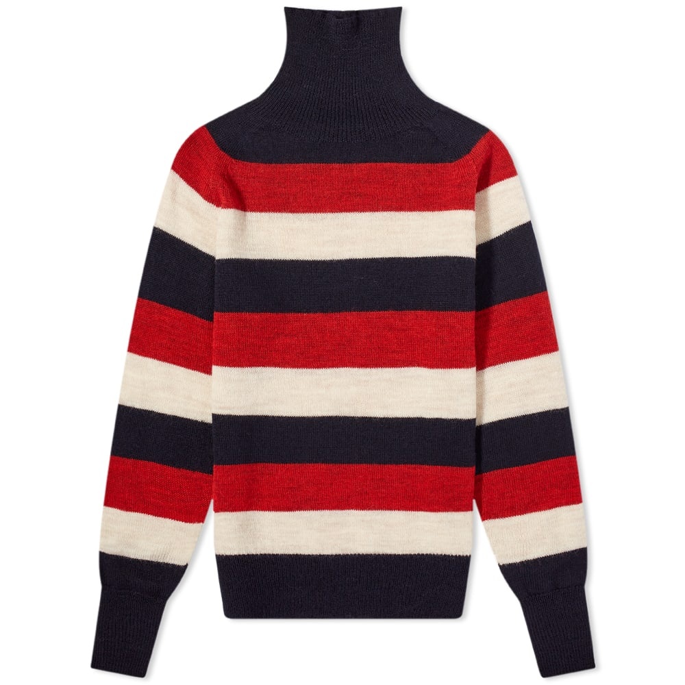 Nigel Cabourn Striped Seamless Rollneck Knit - 1